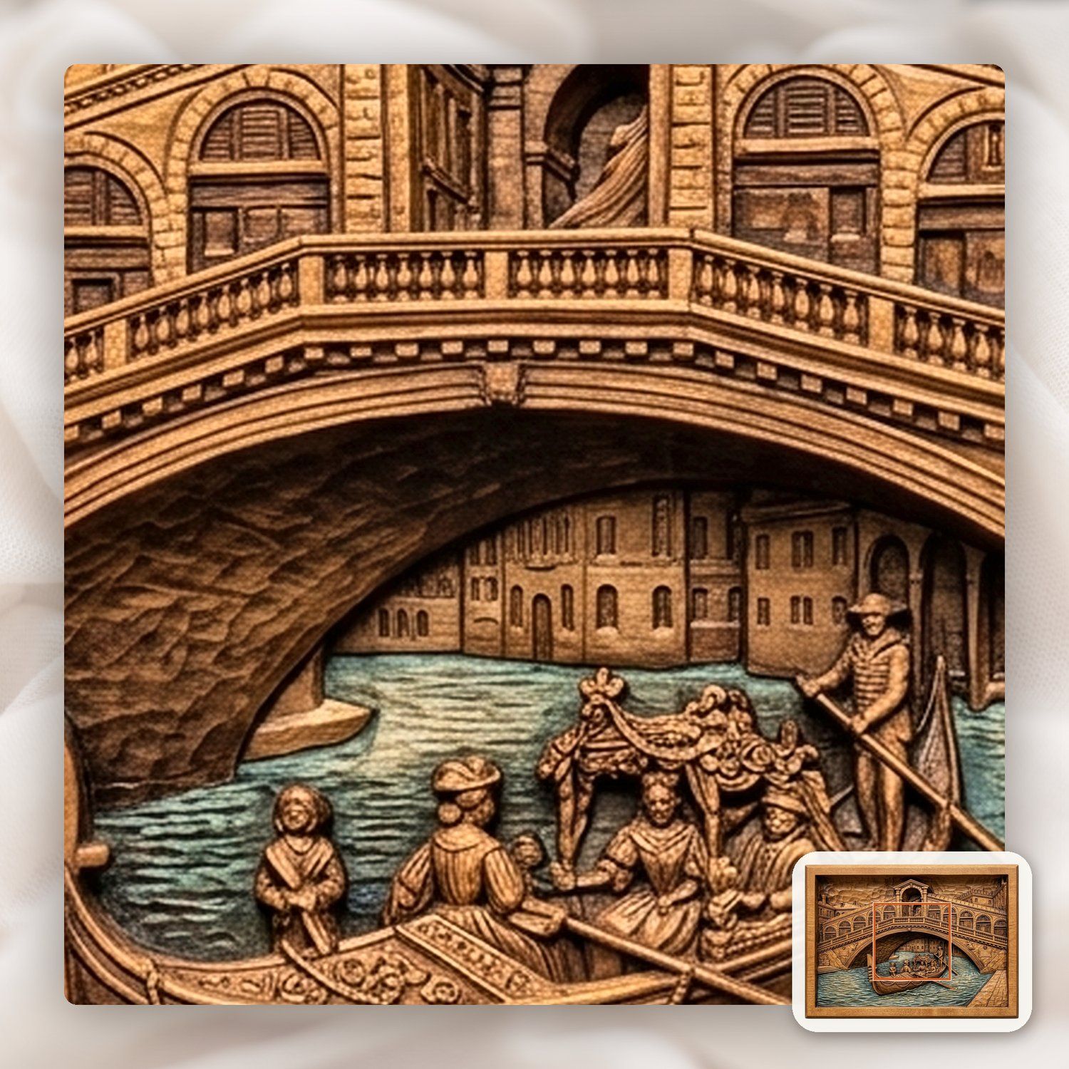 Venice Rialto Bridge Canal Gondola CNC Relief STL bas-relief STL — view 10