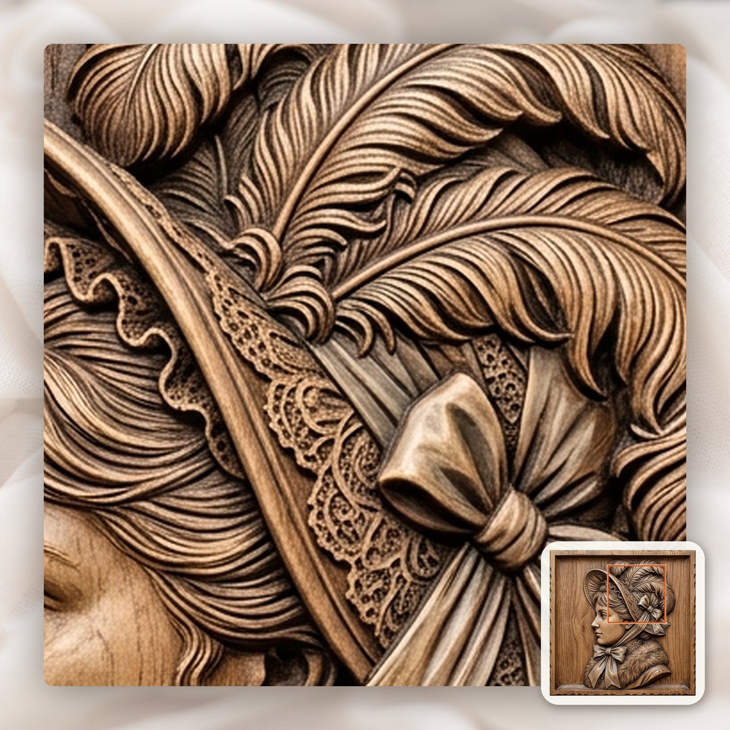 Victorian Lady Portrait CNC Relief STL bas-relief STL — view 11