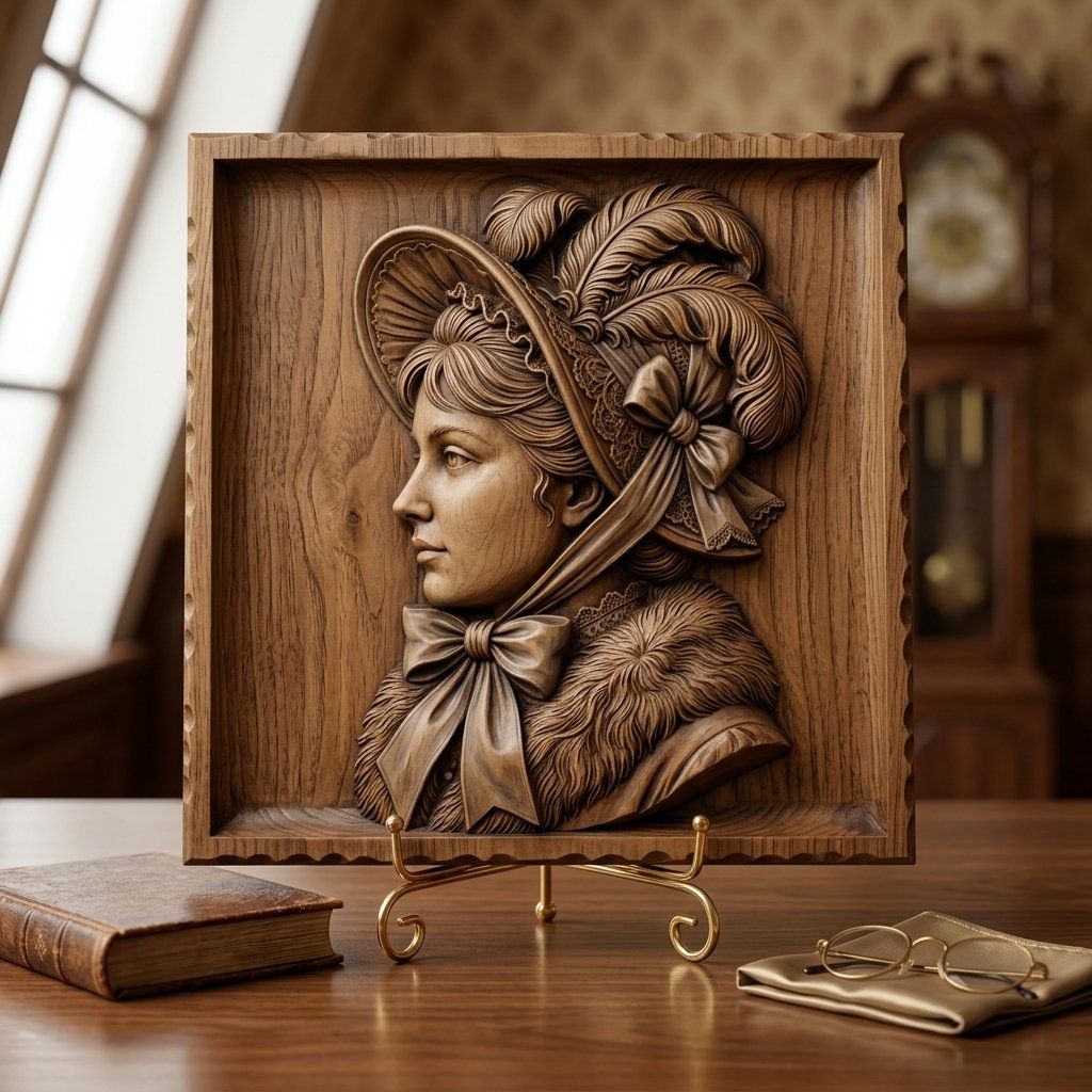 Victorian Lady Portrait CNC Relief STL bas-relief STL — view 3