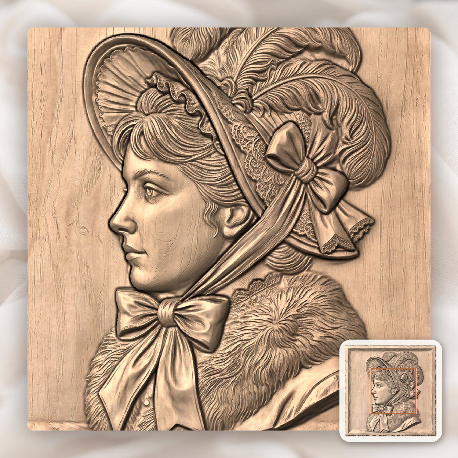 Victorian Lady Portrait CNC Relief STL bas-relief STL — view 6