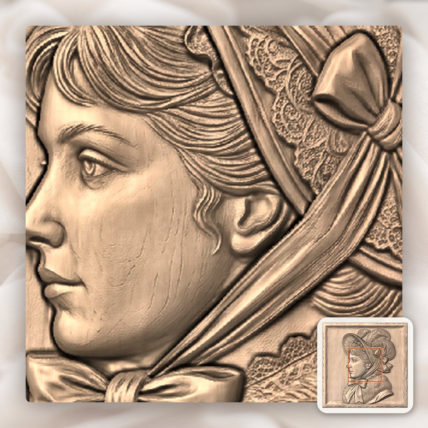 Victorian Lady Portrait CNC Relief STL bas-relief STL — view 7