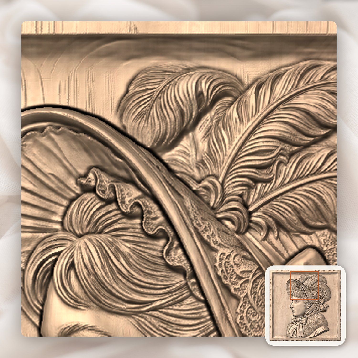 Victorian Lady Portrait CNC Relief STL bas-relief STL — view 8