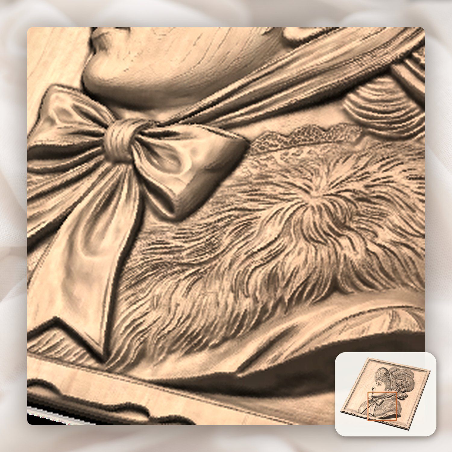 Victorian Lady Portrait CNC Relief STL bas-relief STL — view 10