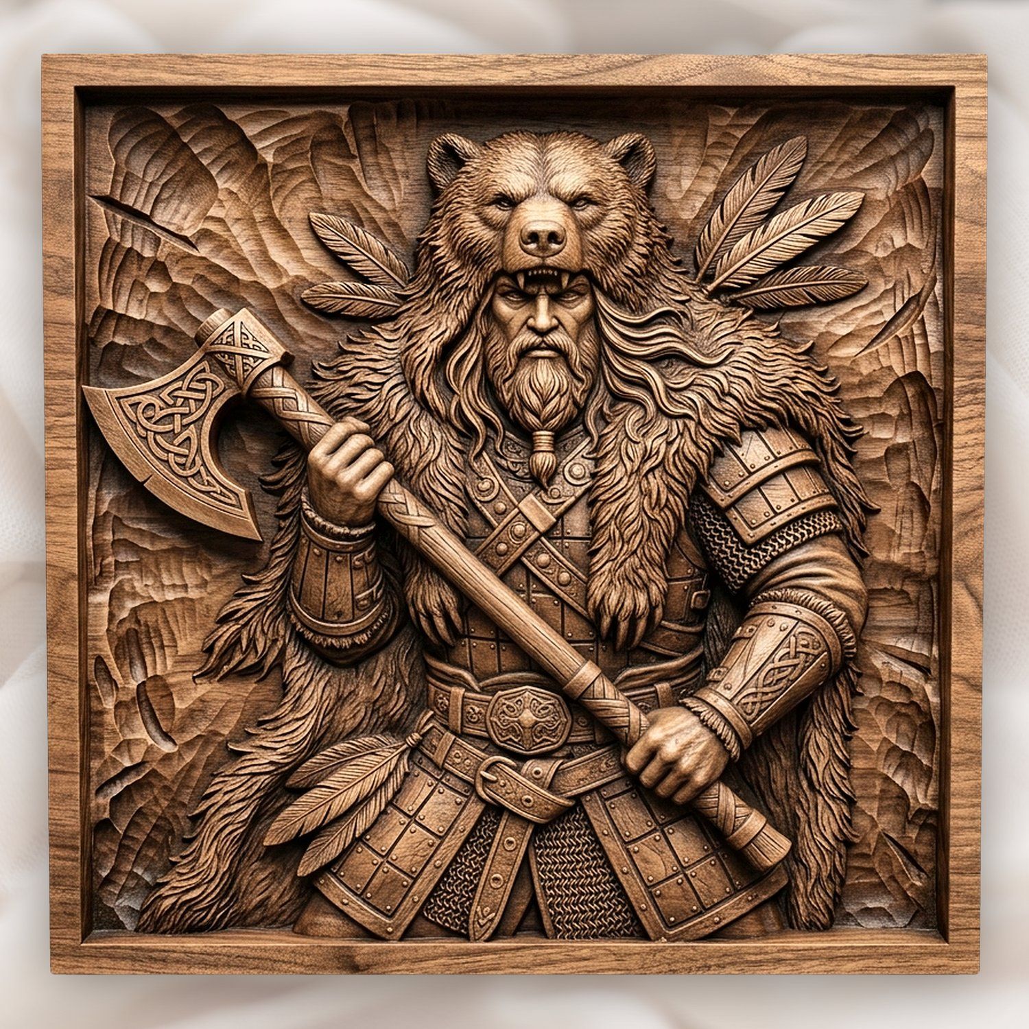 Viking Berserker Warrior Panel CNC Relief STL bas-relief STL design