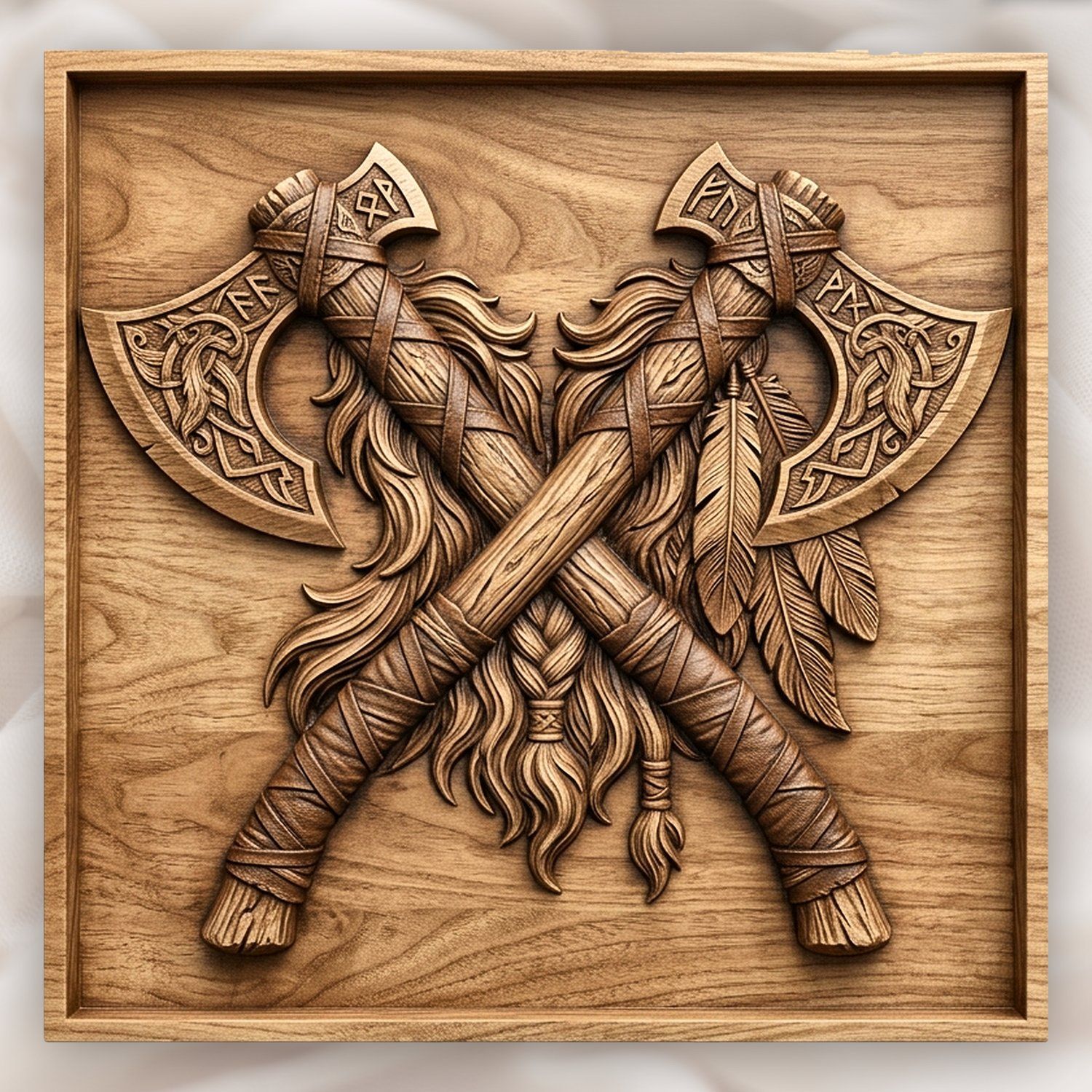 Viking Crossed Bearded Axes CNC Relief STL bas-relief STL design