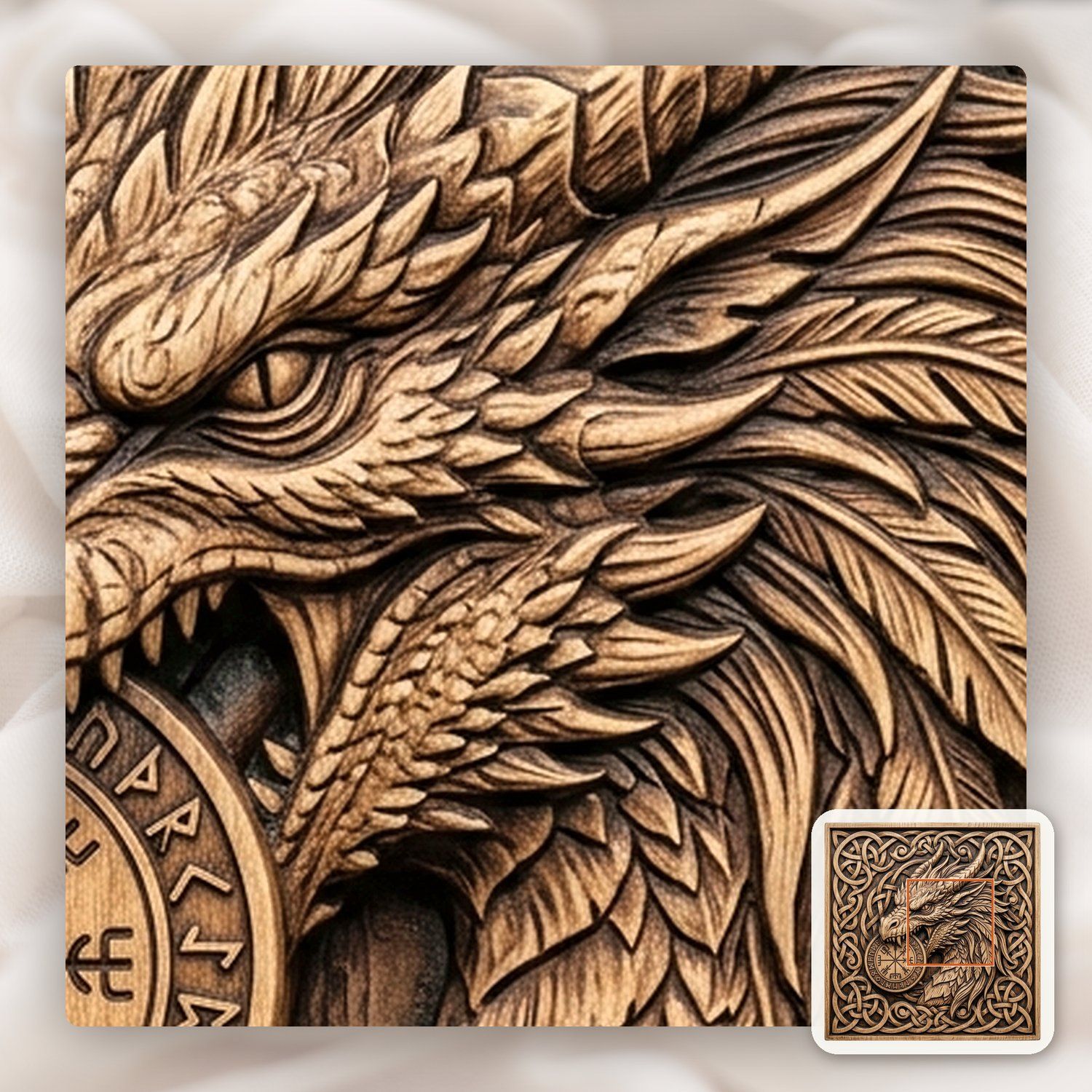 Viking Dragon Vegvisir Compass CNC Relief STL bas-relief STL — view 10