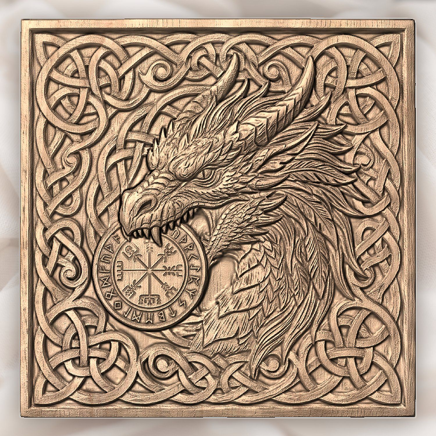 Viking Dragon Vegvisir Compass CNC Relief STL bas-relief STL — view 3