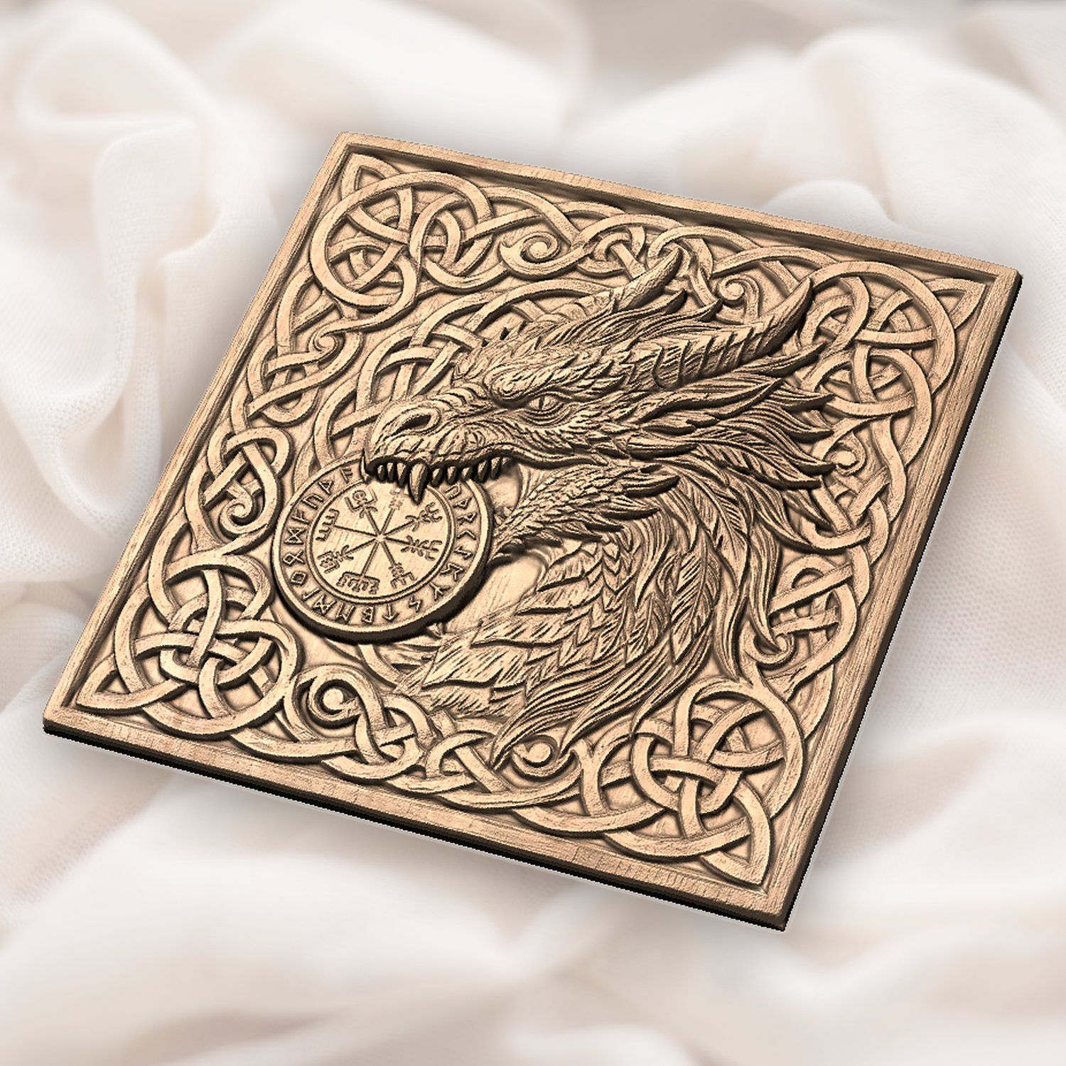 Viking Dragon Vegvisir Compass CNC Relief STL bas-relief STL — view 4