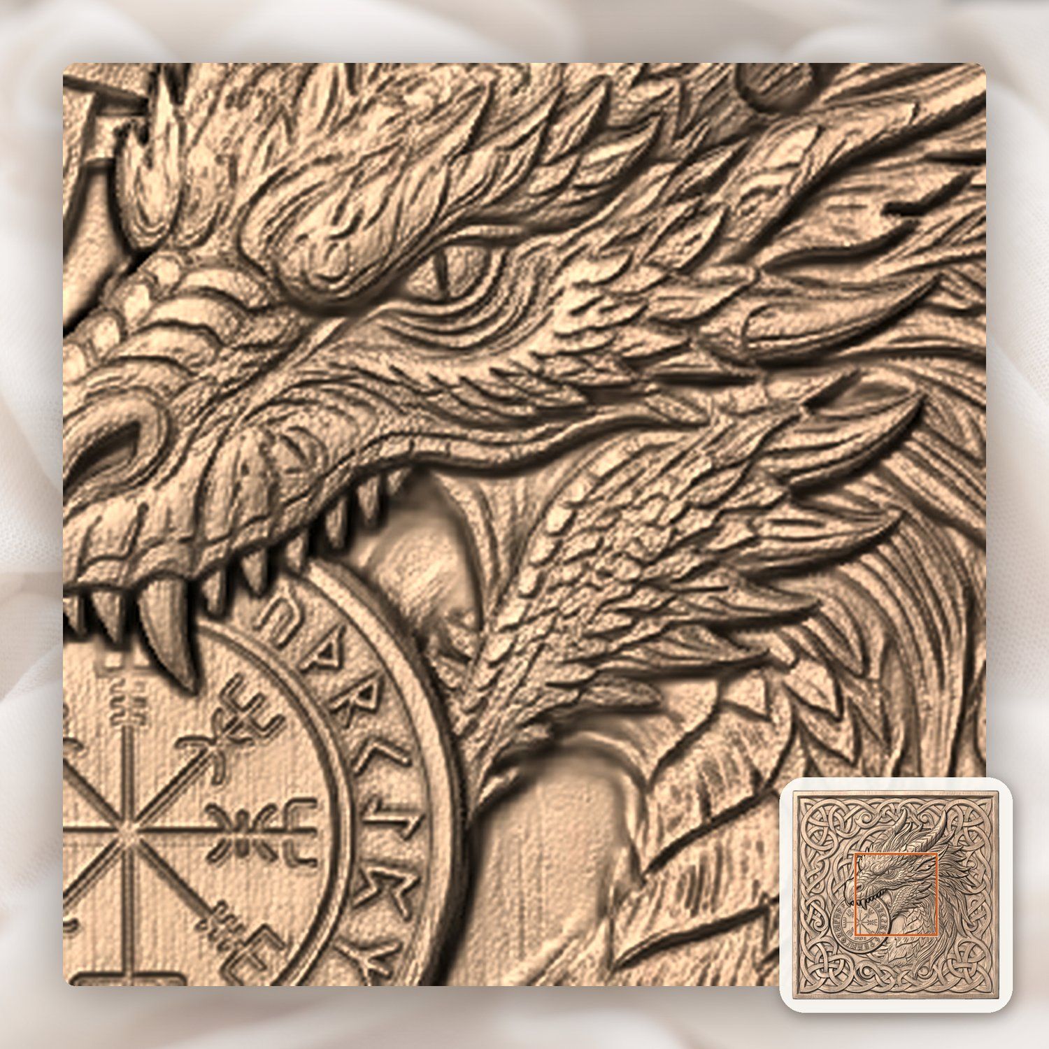 Viking Dragon Vegvisir Compass CNC Relief STL bas-relief STL — view 6