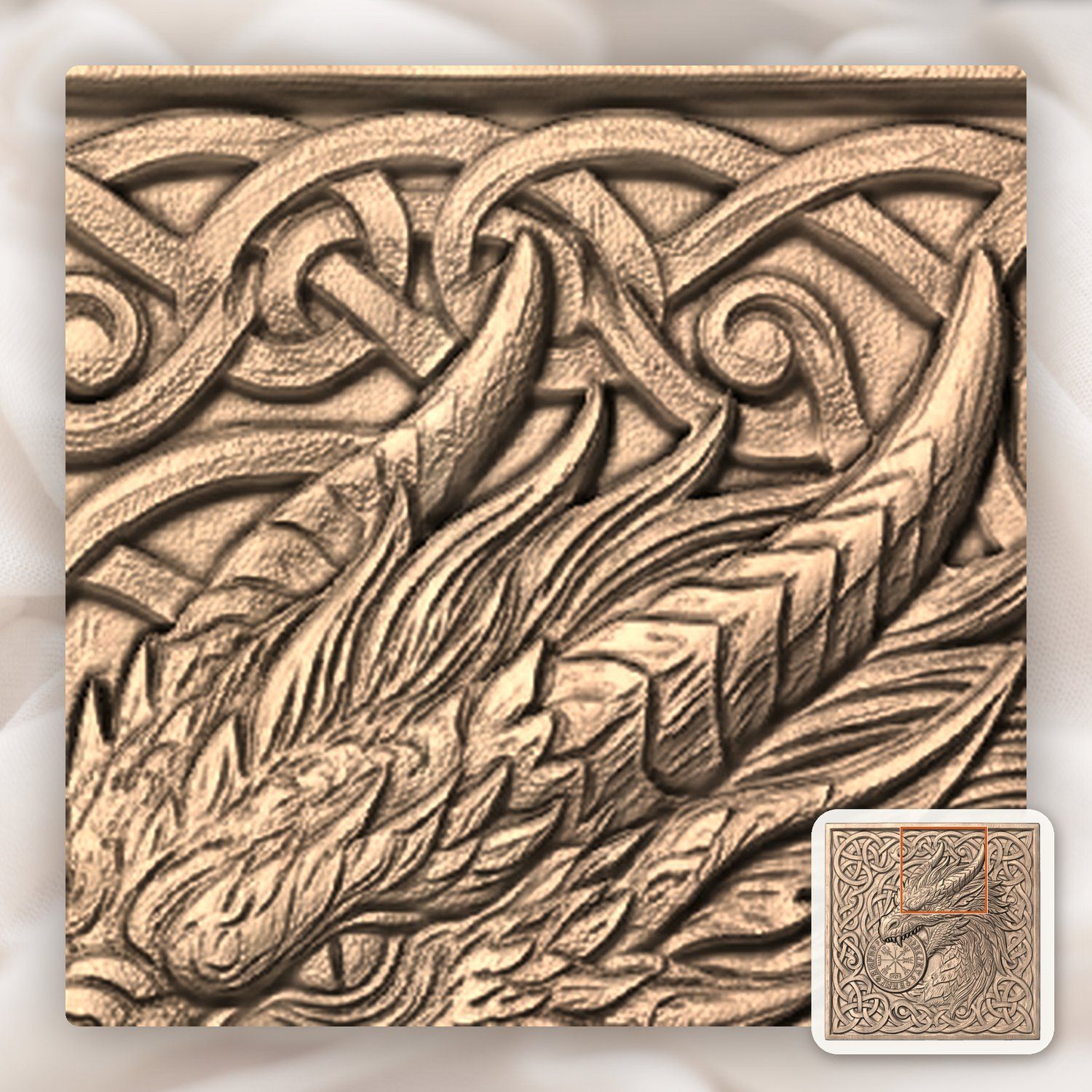 Viking Dragon Vegvisir Compass CNC Relief STL bas-relief STL — view 7