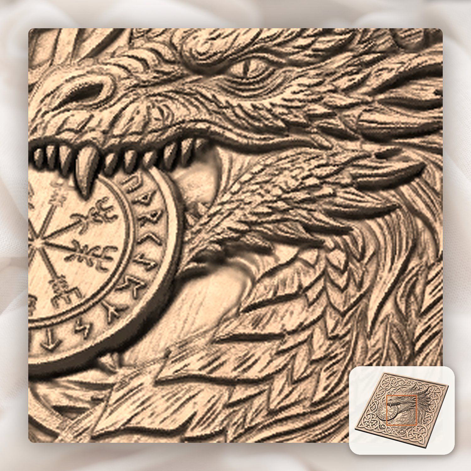 Viking Dragon Vegvisir Compass CNC Relief STL bas-relief STL — view 8