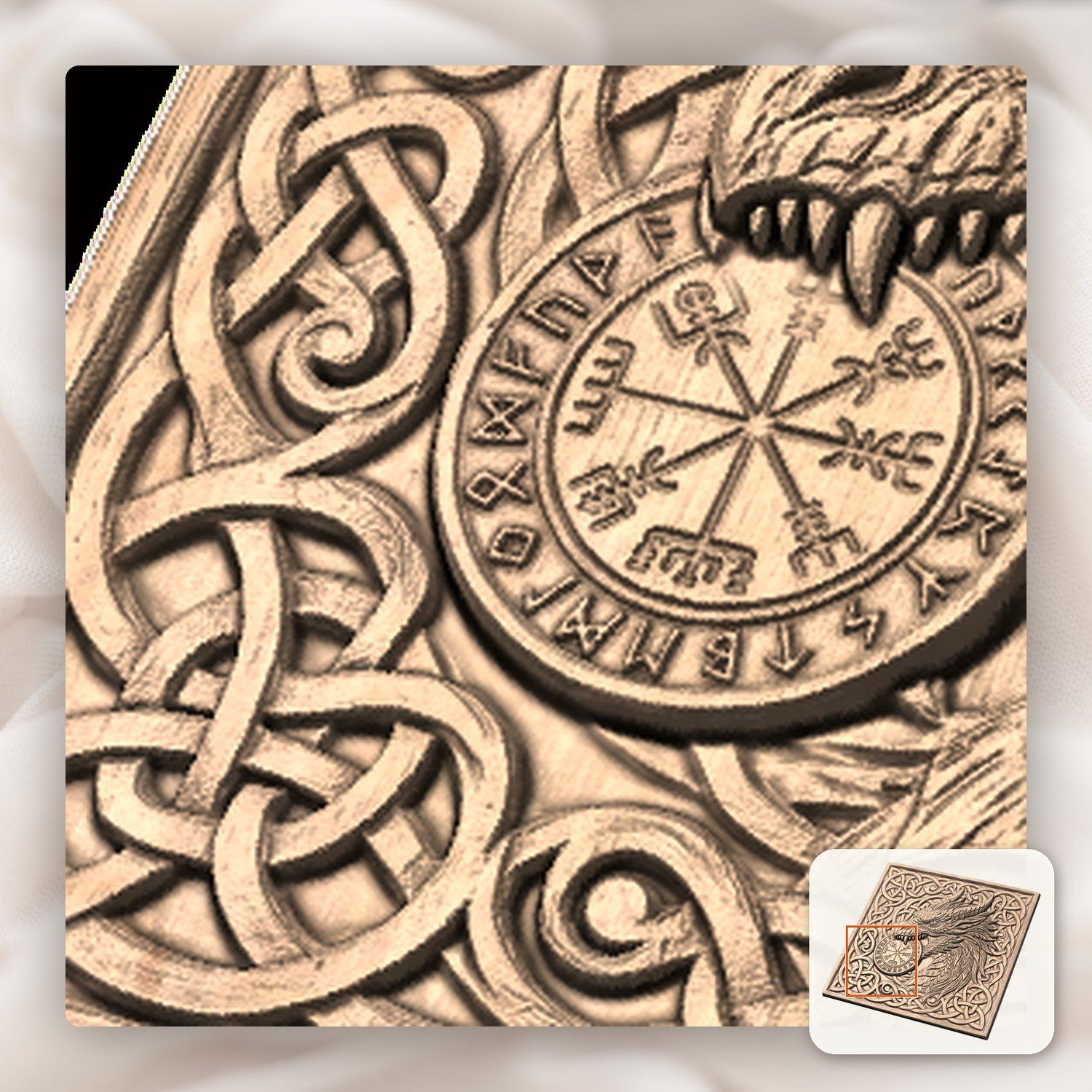 Viking Dragon Vegvisir Compass CNC Relief STL bas-relief STL — view 9