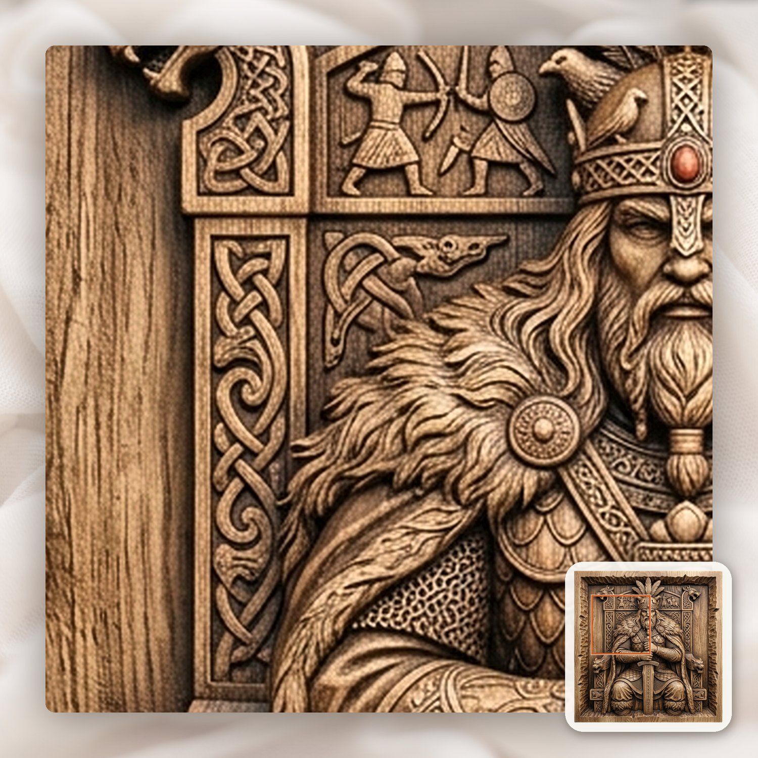 Viking King On Runic Throne CNC Relief STL bas-relief STL — view 11