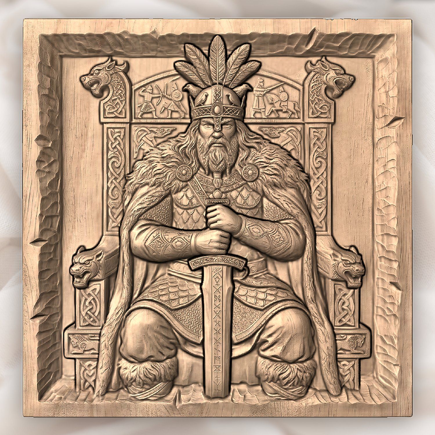 Viking King On Runic Throne CNC Relief STL bas-relief STL — view 4