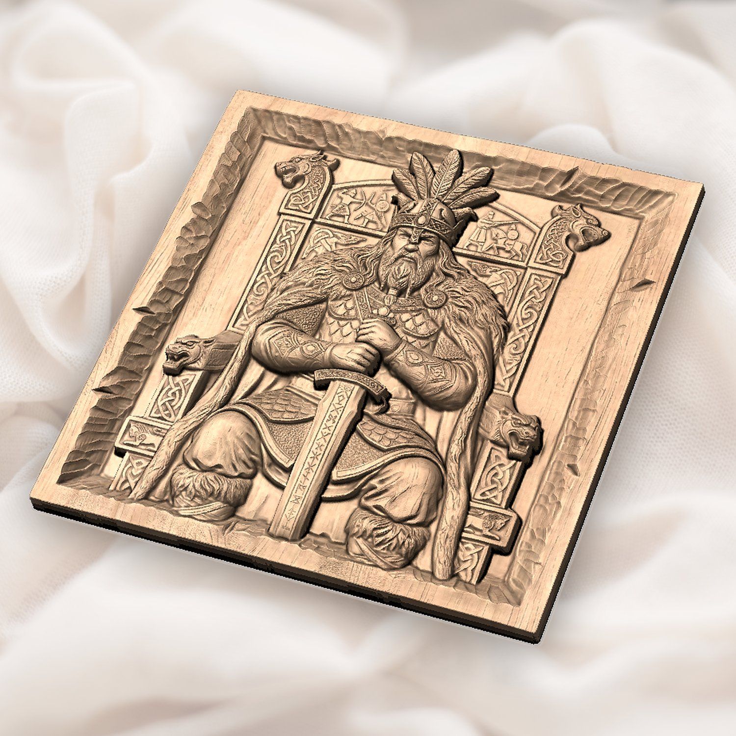 Viking King On Runic Throne CNC Relief STL bas-relief STL — view 5