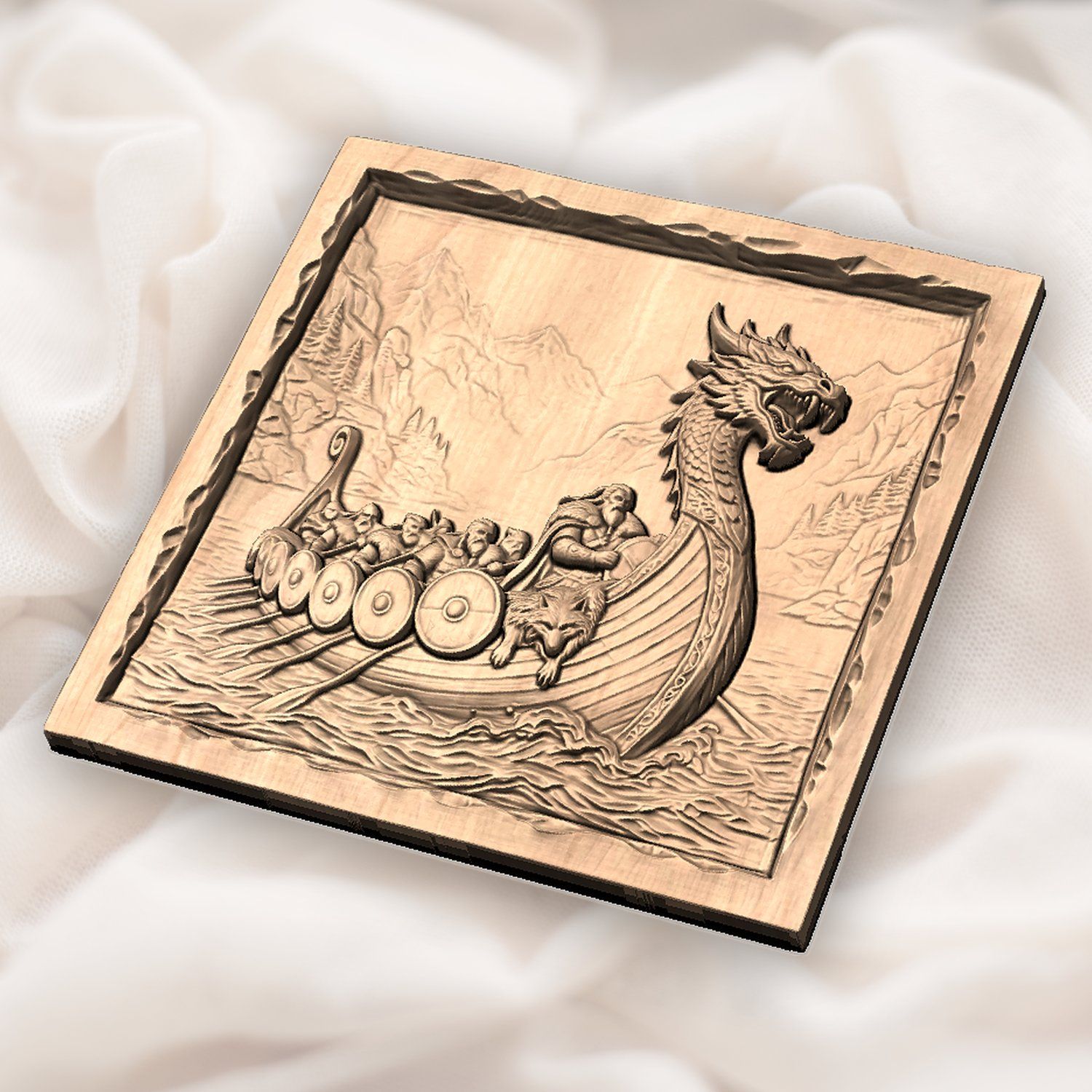 Viking Longship Dragon Boat CNC Relief STL bas-relief STL — view 3
