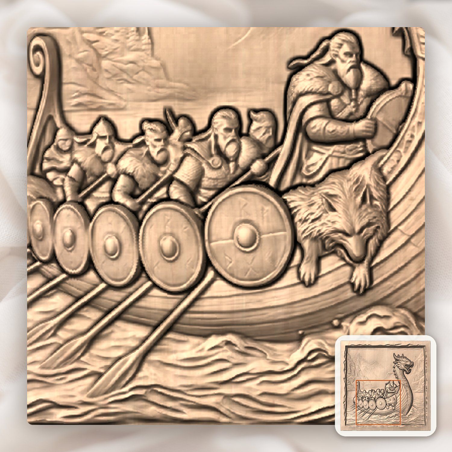 Viking Longship Dragon Boat CNC Relief STL bas-relief STL — view 5
