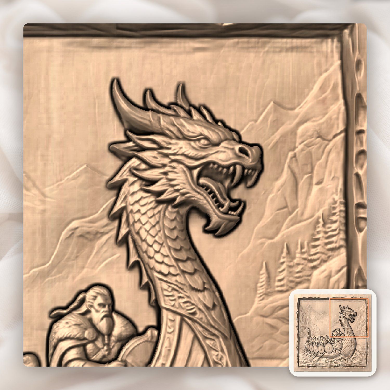 Viking Longship Dragon Boat CNC Relief STL bas-relief STL — view 6