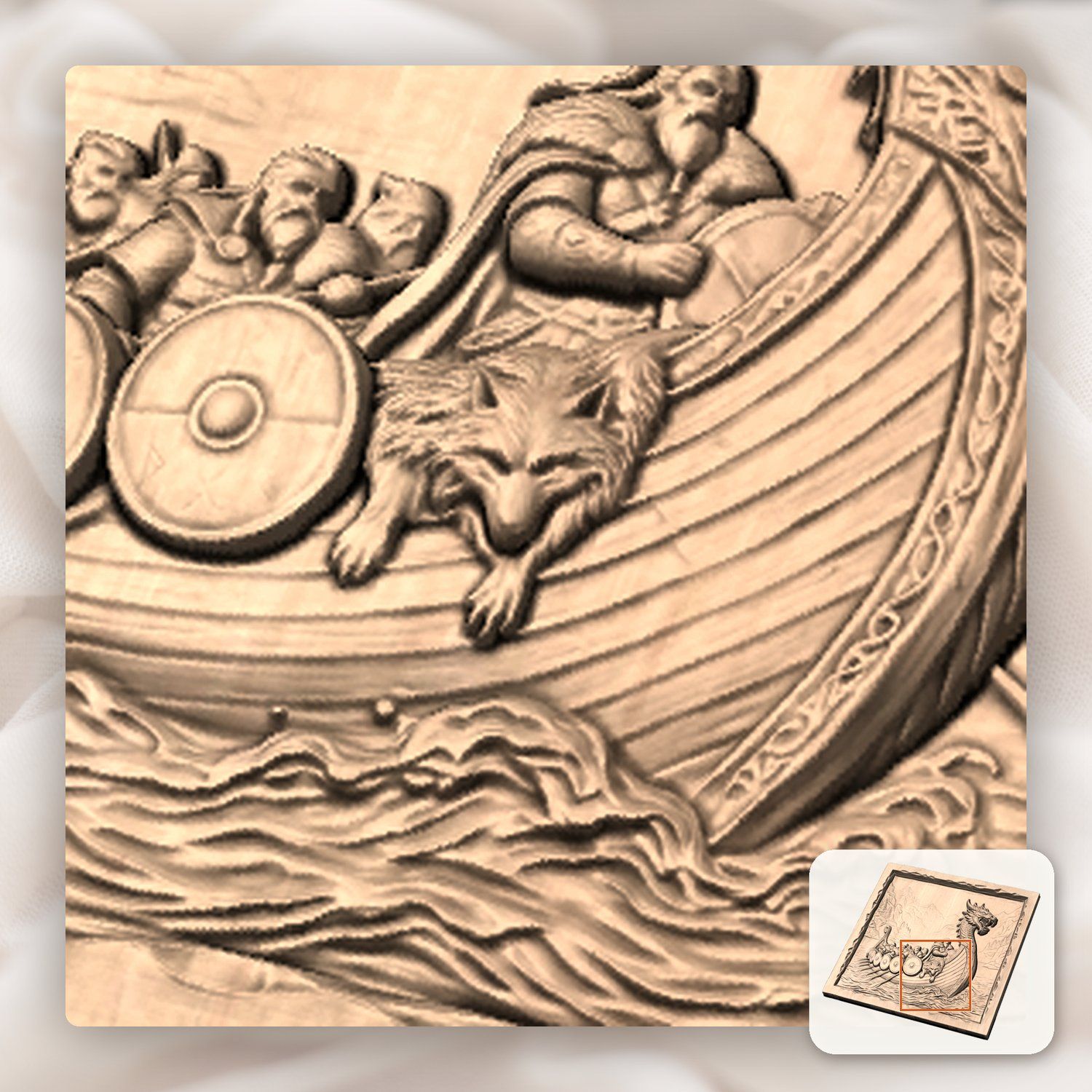 Viking Longship Dragon Boat CNC Relief STL bas-relief STL — view 7