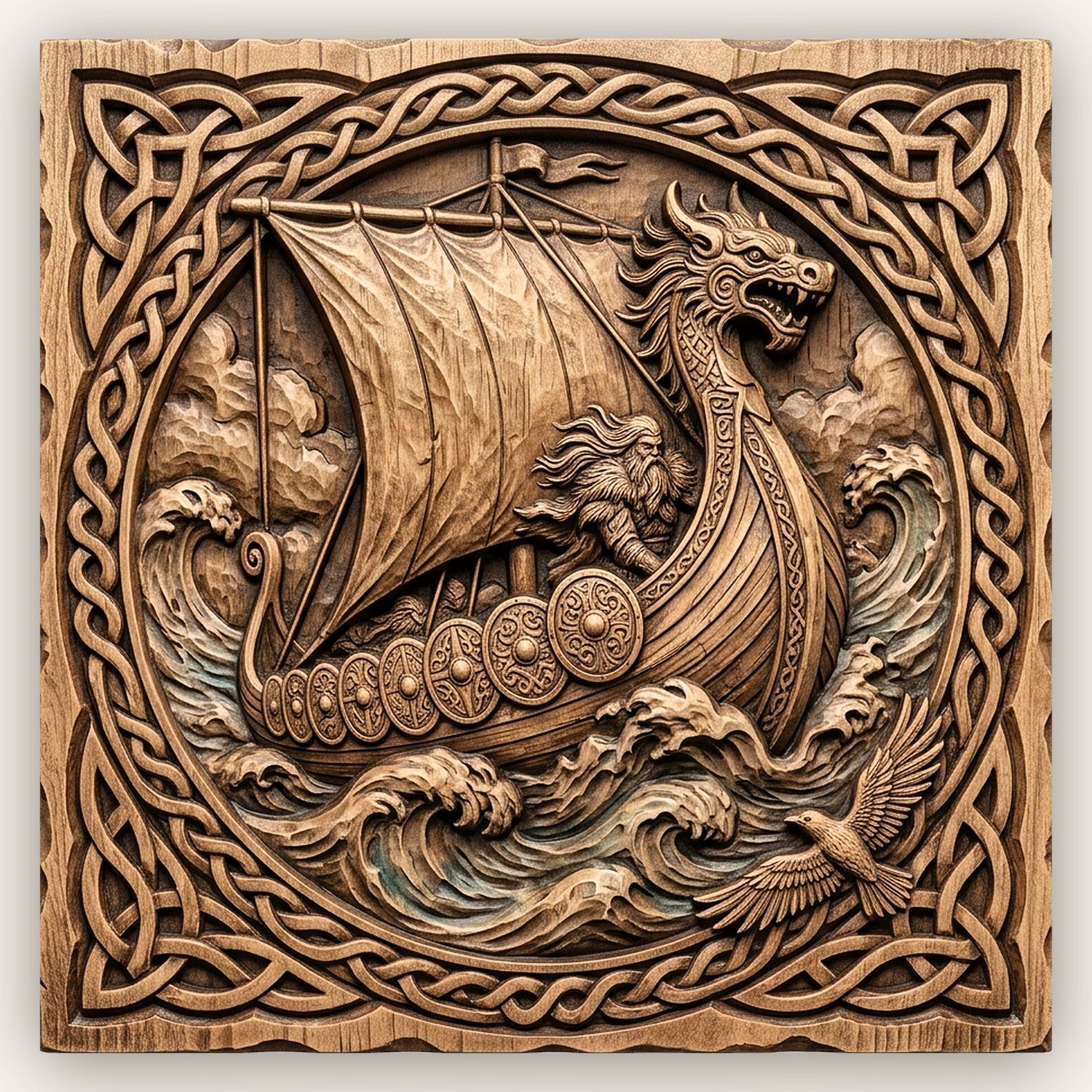 Viking Longship Dragon Prow CNC Relief STL bas-relief STL design