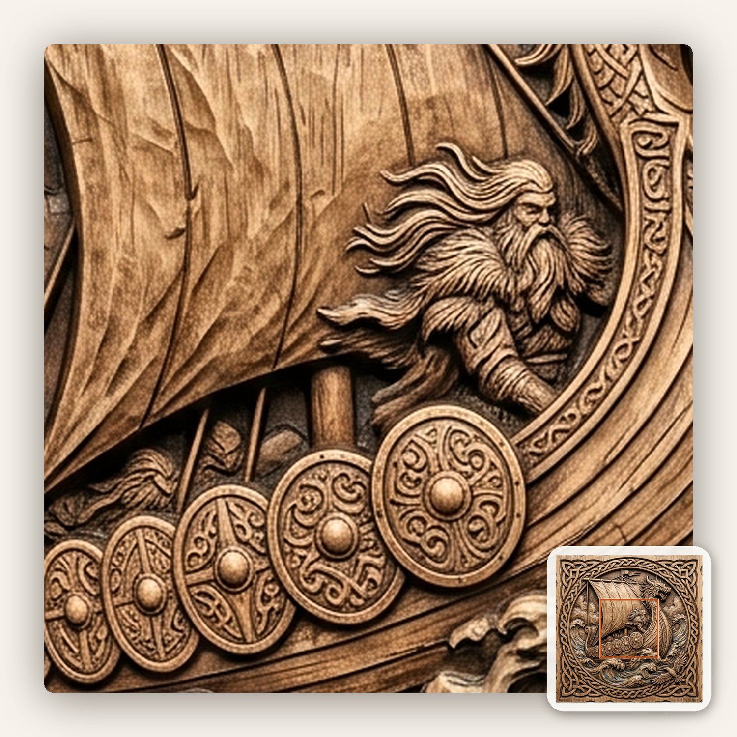 Viking Longship Dragon Prow CNC Relief STL bas-relief STL — view 9
