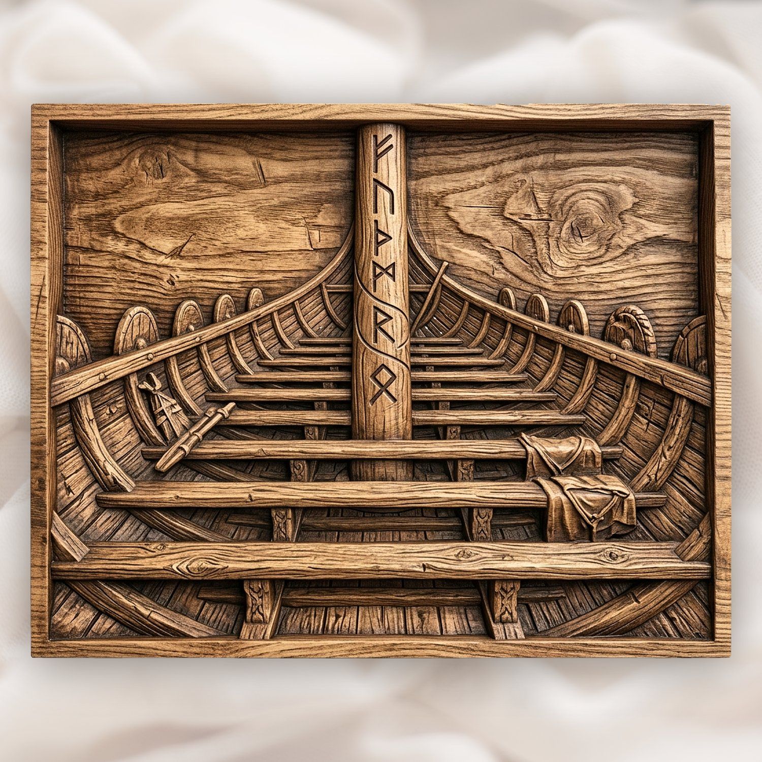 Viking Longship Interior Decorative Panel CNC Relief STL bas-relief STL design