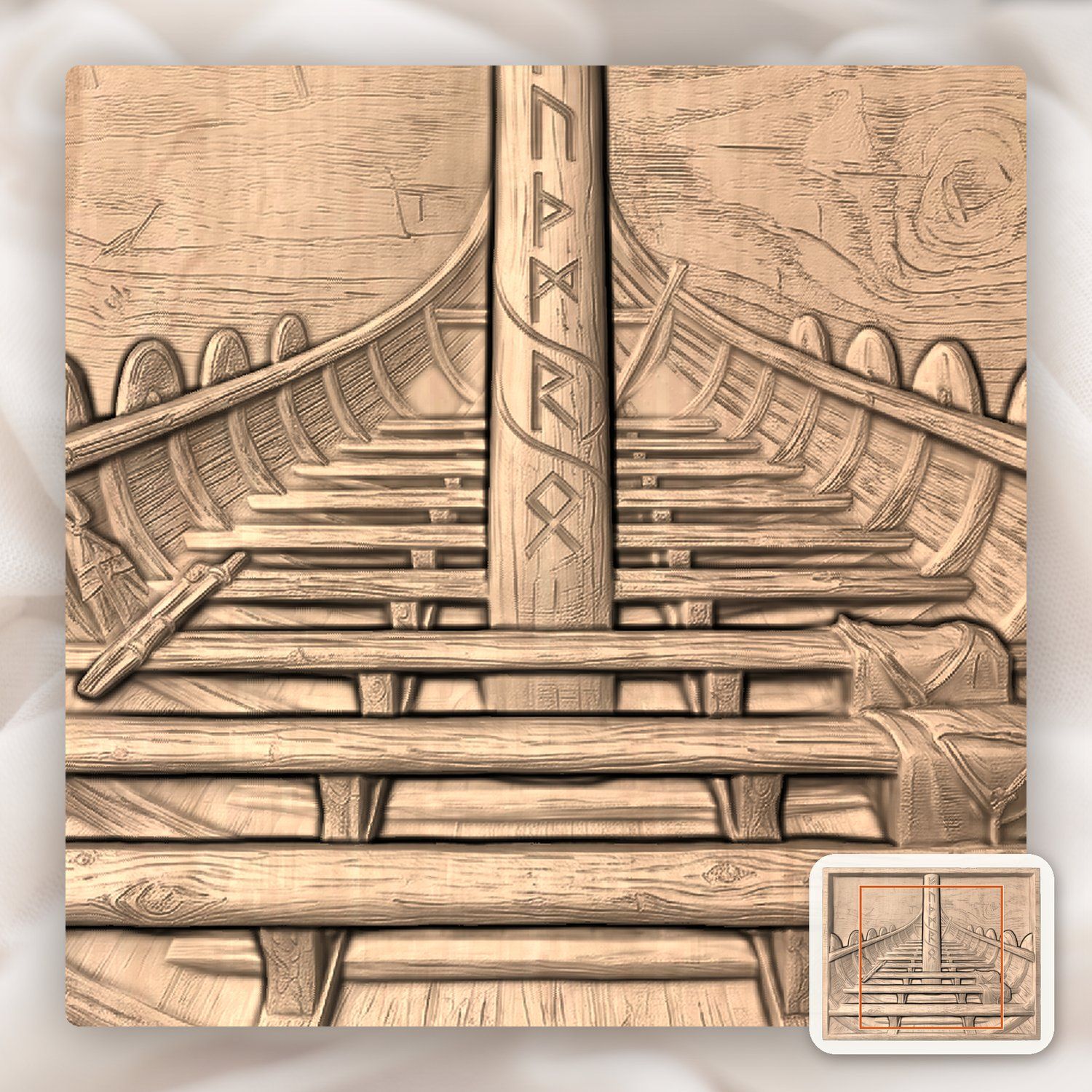 Viking Longship Interior Decorative Panel CNC Relief STL bas-relief STL — view 6