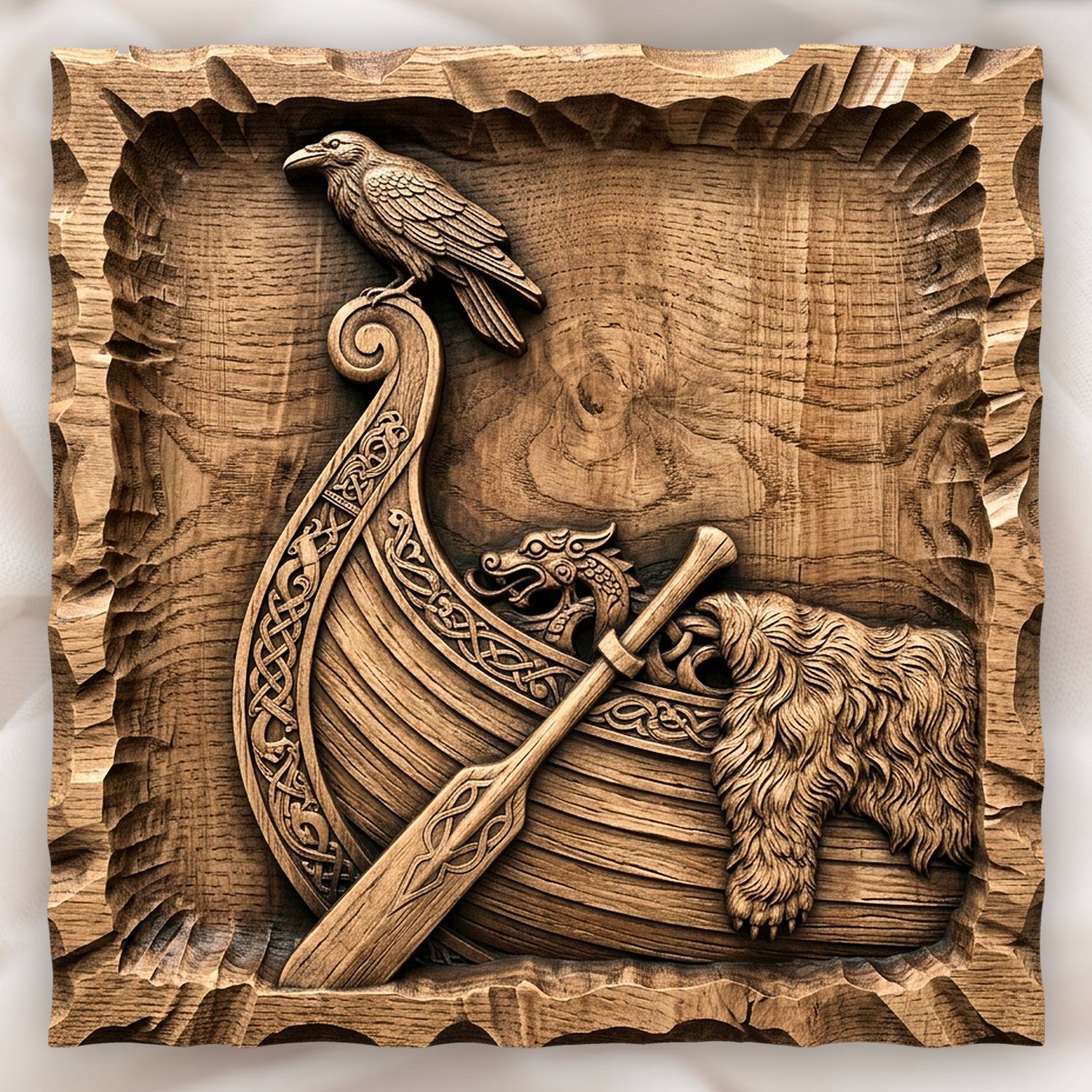 Viking Longship Stern Raven CNC Relief STL bas-relief STL design