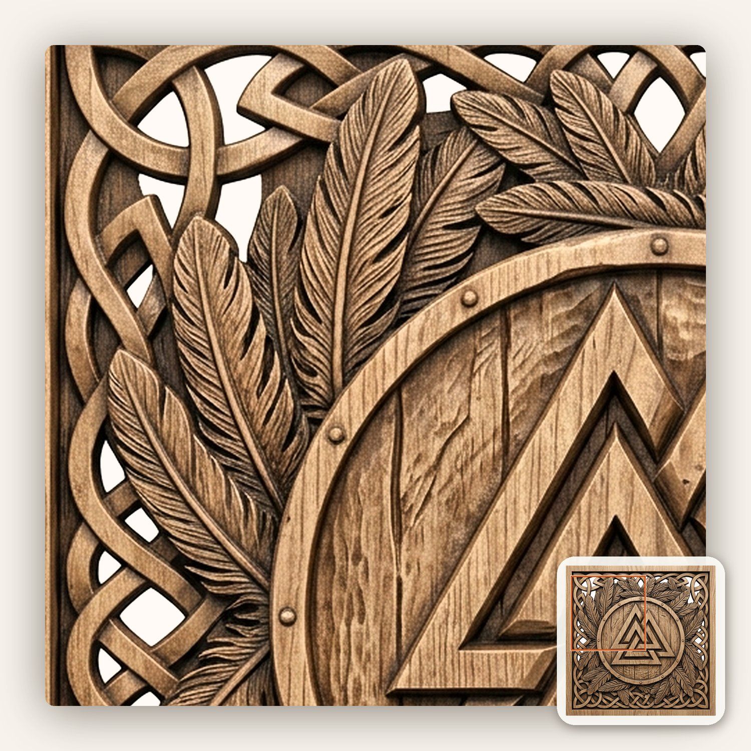 Viking Valknut Shield Raven CNC Relief STL bas-relief STL — view 12