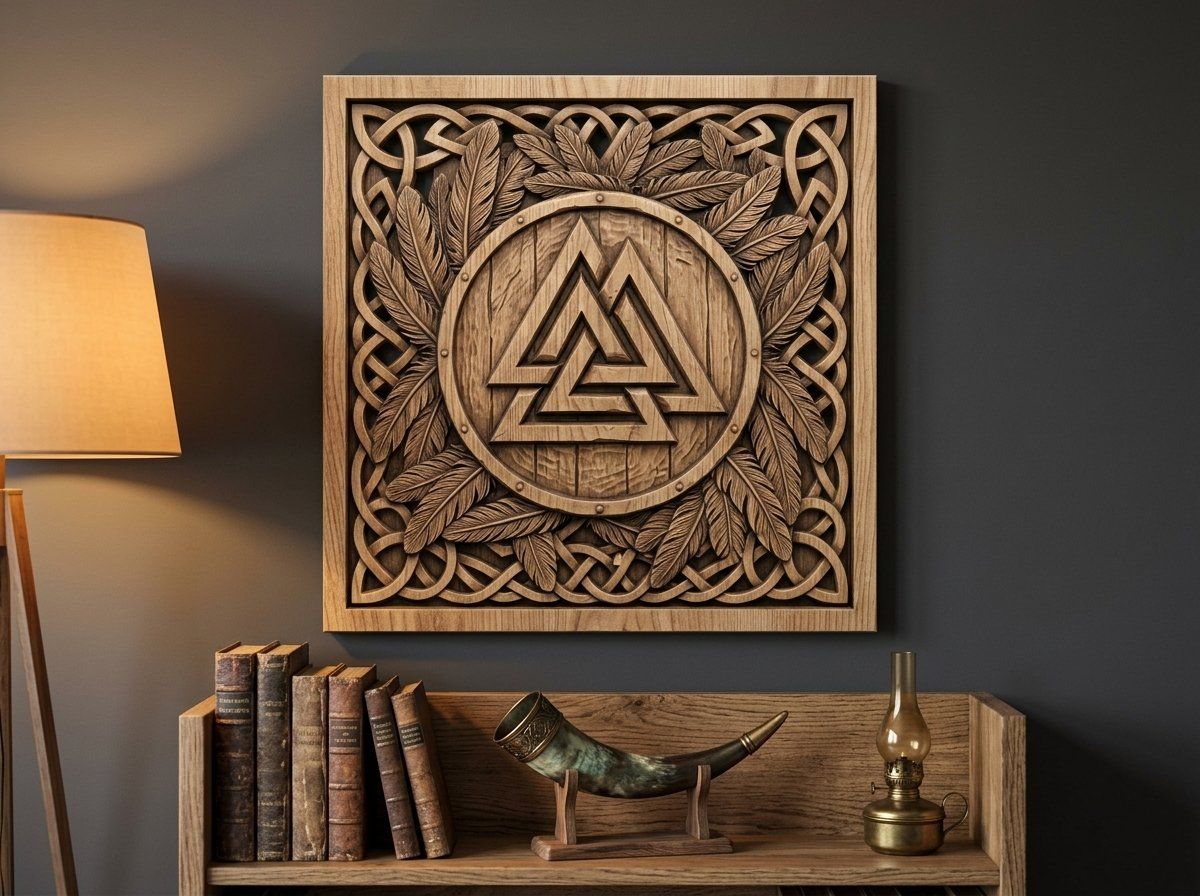 Viking Valknut Shield Raven CNC Relief STL bas-relief STL — view 13