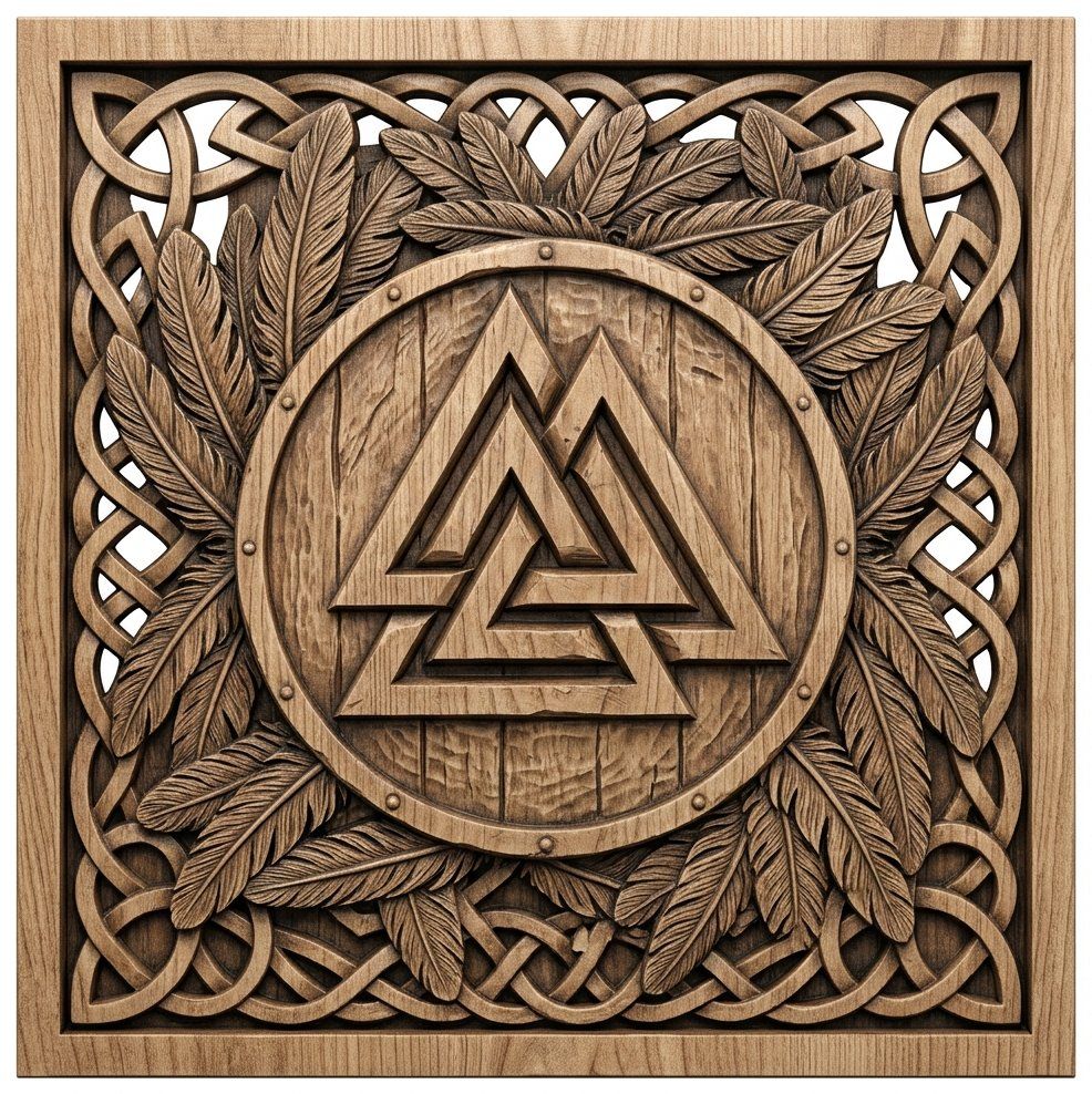 Viking Valknut Shield Raven CNC Relief STL bas-relief STL — view 4