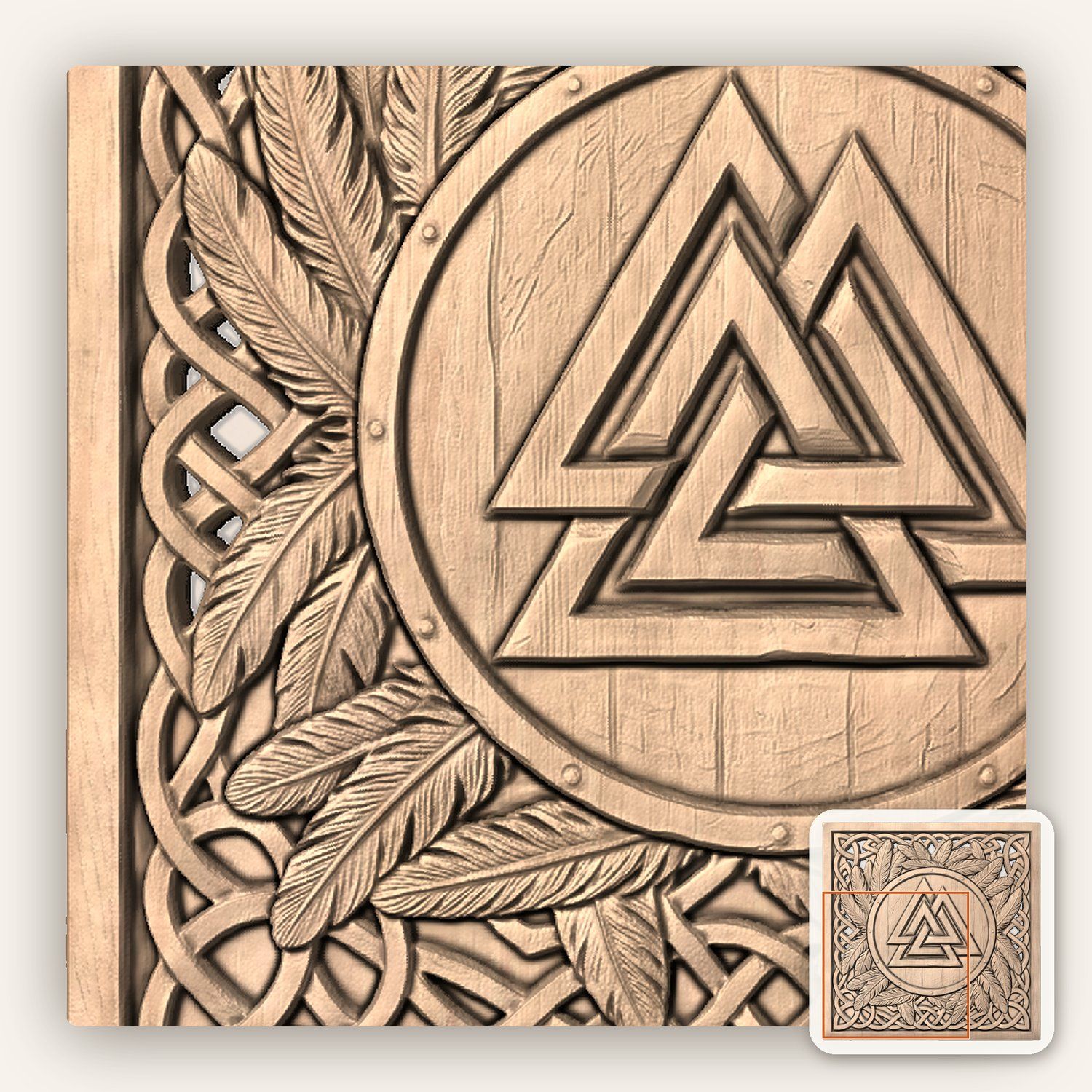 Viking Valknut Shield Raven CNC Relief STL bas-relief STL — view 7