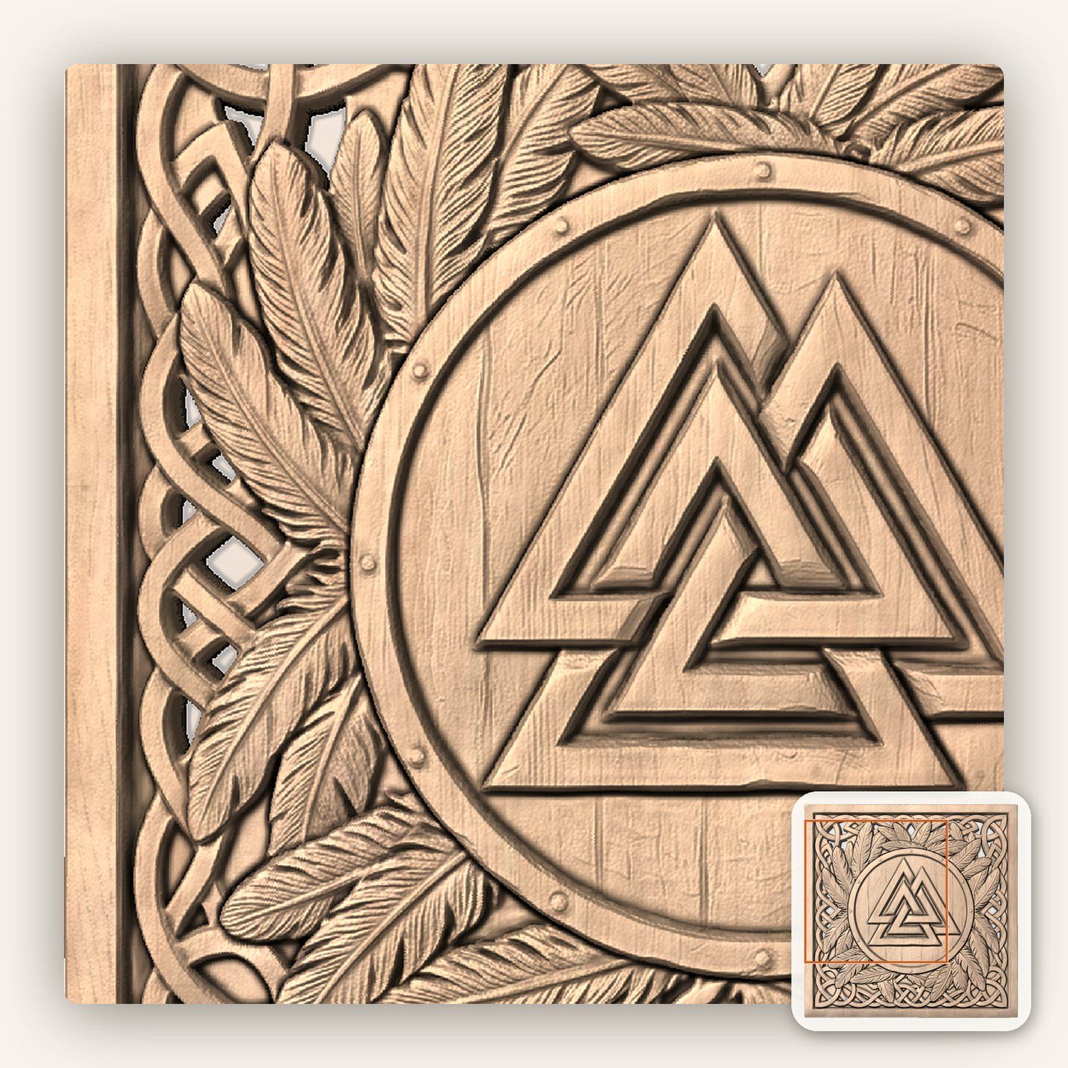 Viking Valknut Shield Raven CNC Relief STL bas-relief STL — view 8