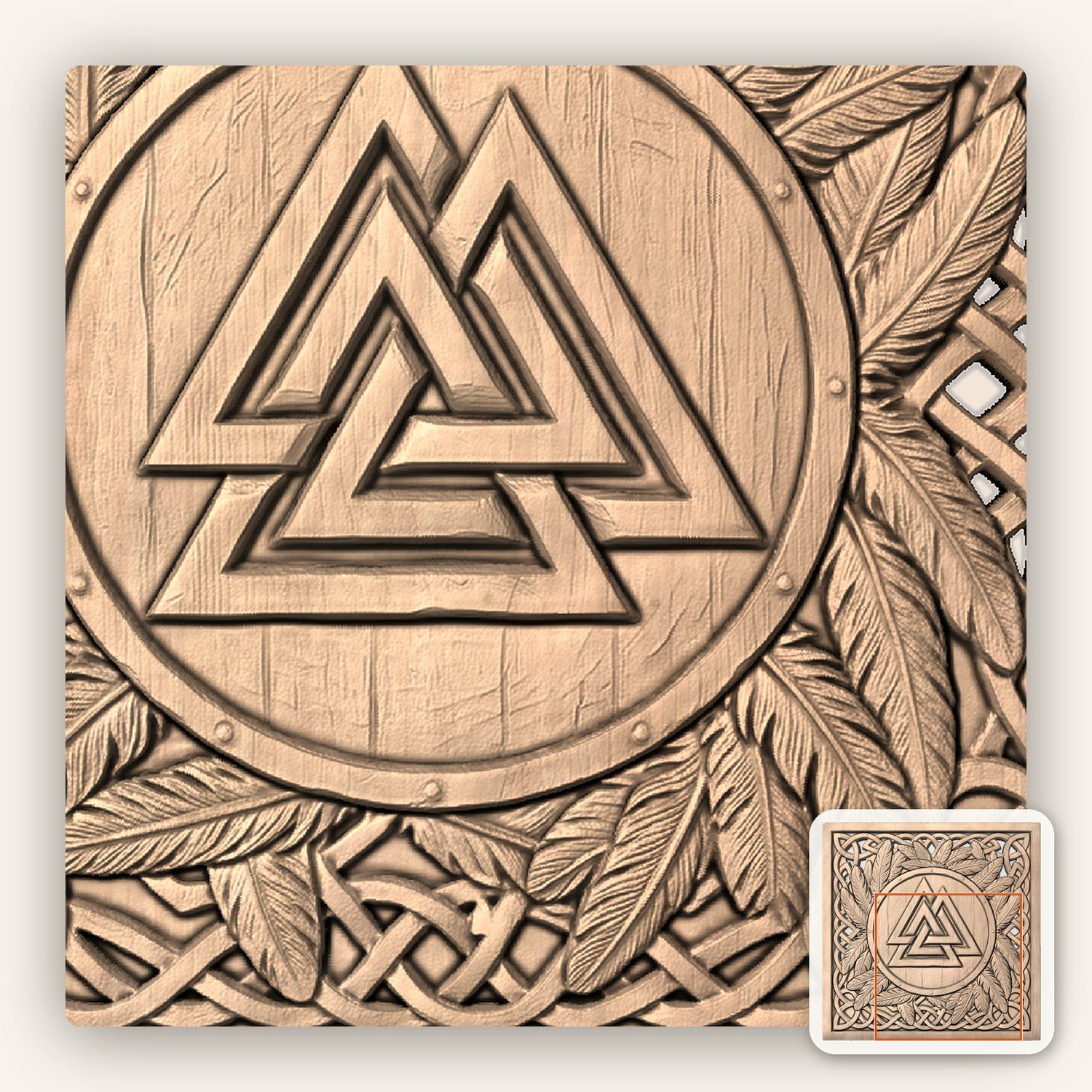 Viking Valknut Shield Raven CNC Relief STL bas-relief STL — view 9