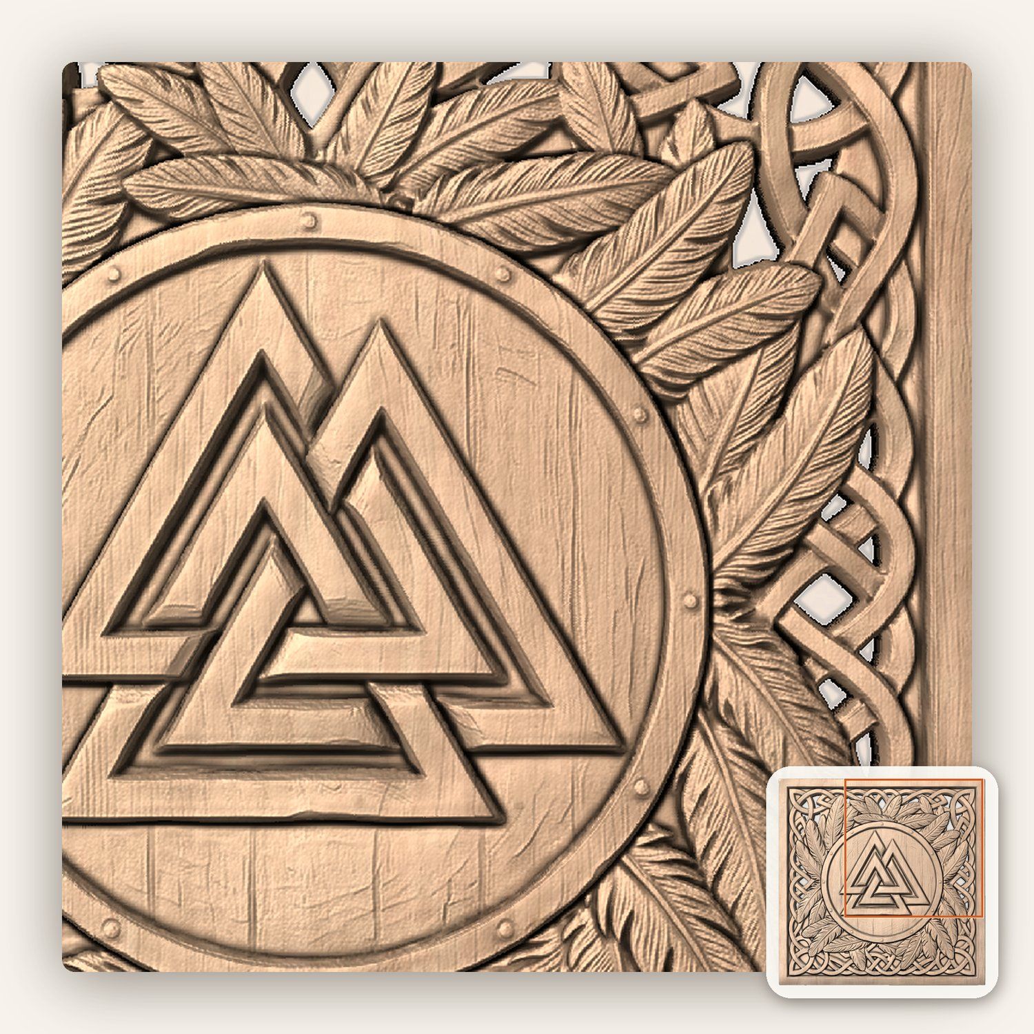 Viking Valknut Shield Raven CNC Relief STL bas-relief STL — view 10