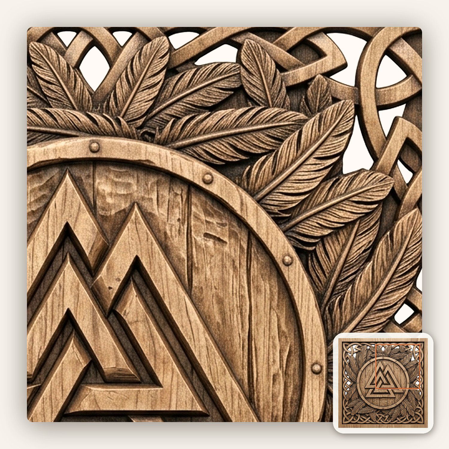 Viking Valknut Shield Raven CNC Relief STL bas-relief STL — view 11