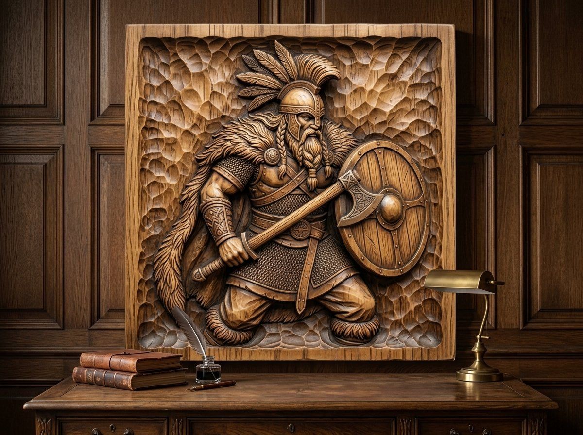 Viking Warrior Axe Shield CNC Relief STL bas-relief STL — view 11