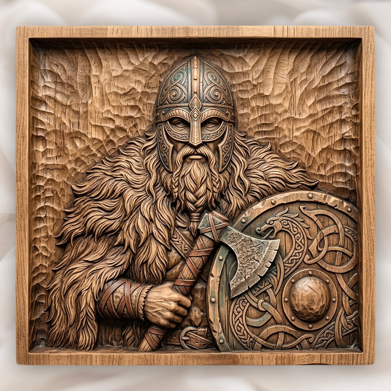 Viking Warrior Decorative Panel CNC Relief STL bas-relief STL design