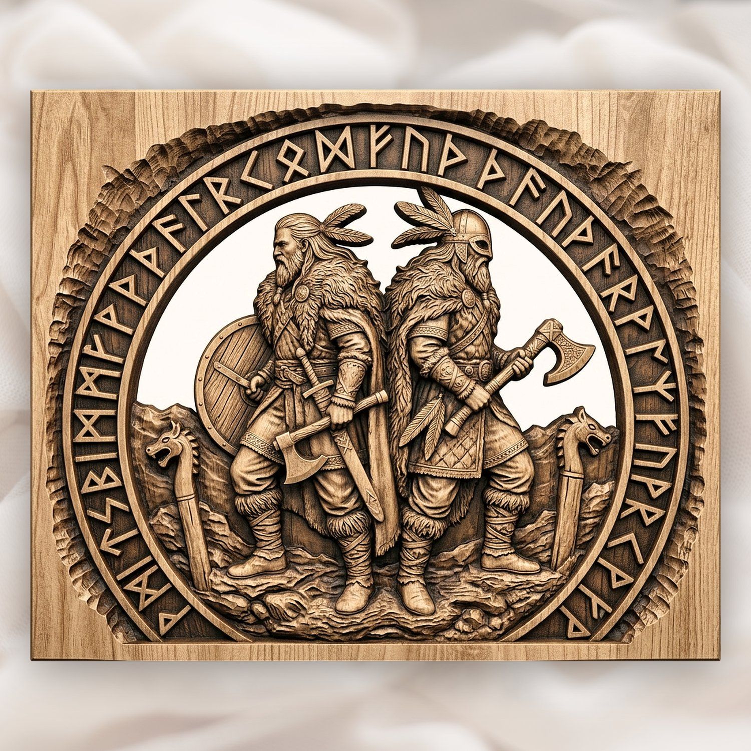 Viking Warriors Rune Circle CNC Relief STL bas-relief STL design