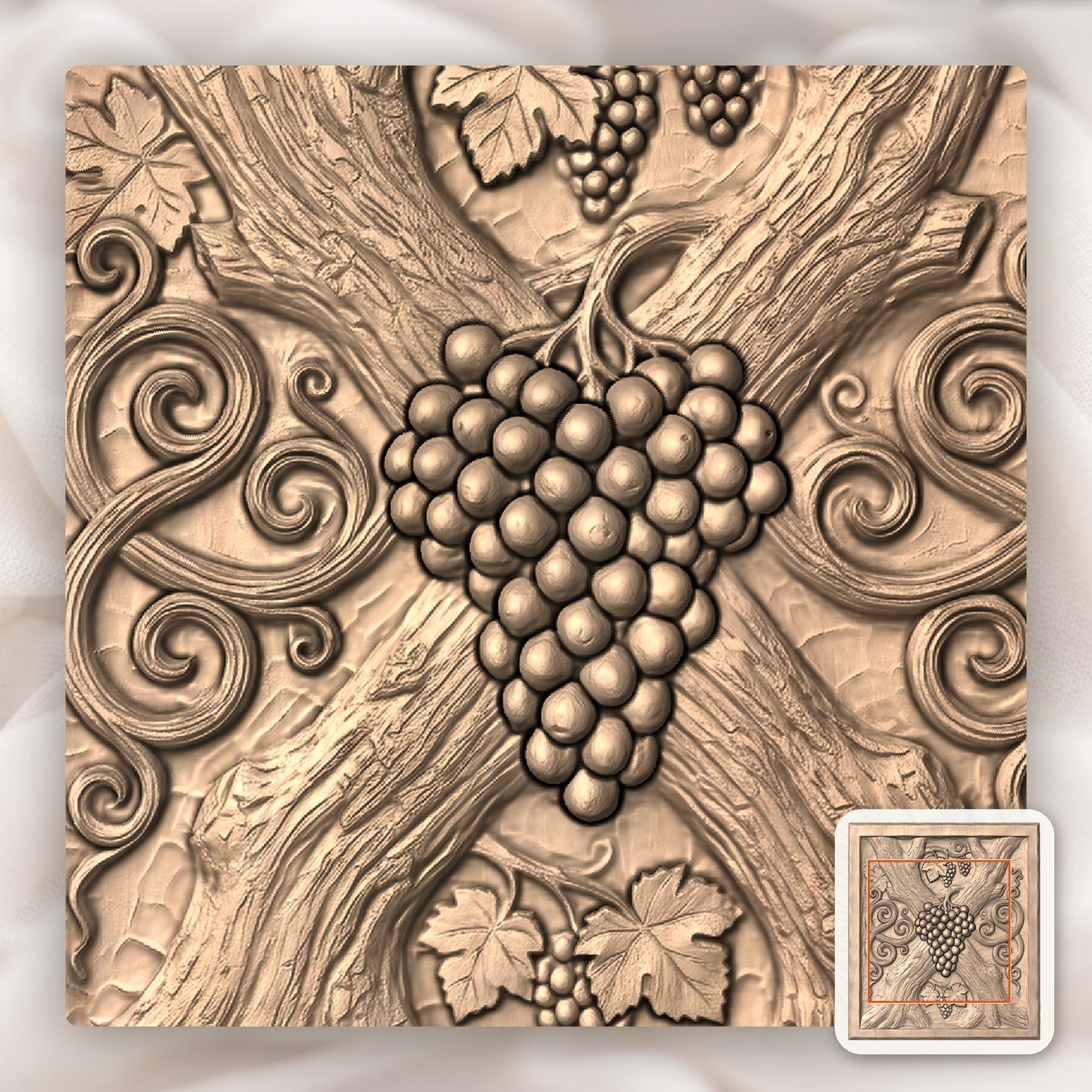 Vineyard Grapes X Vine CNC Relief STL bas-relief STL — view 5