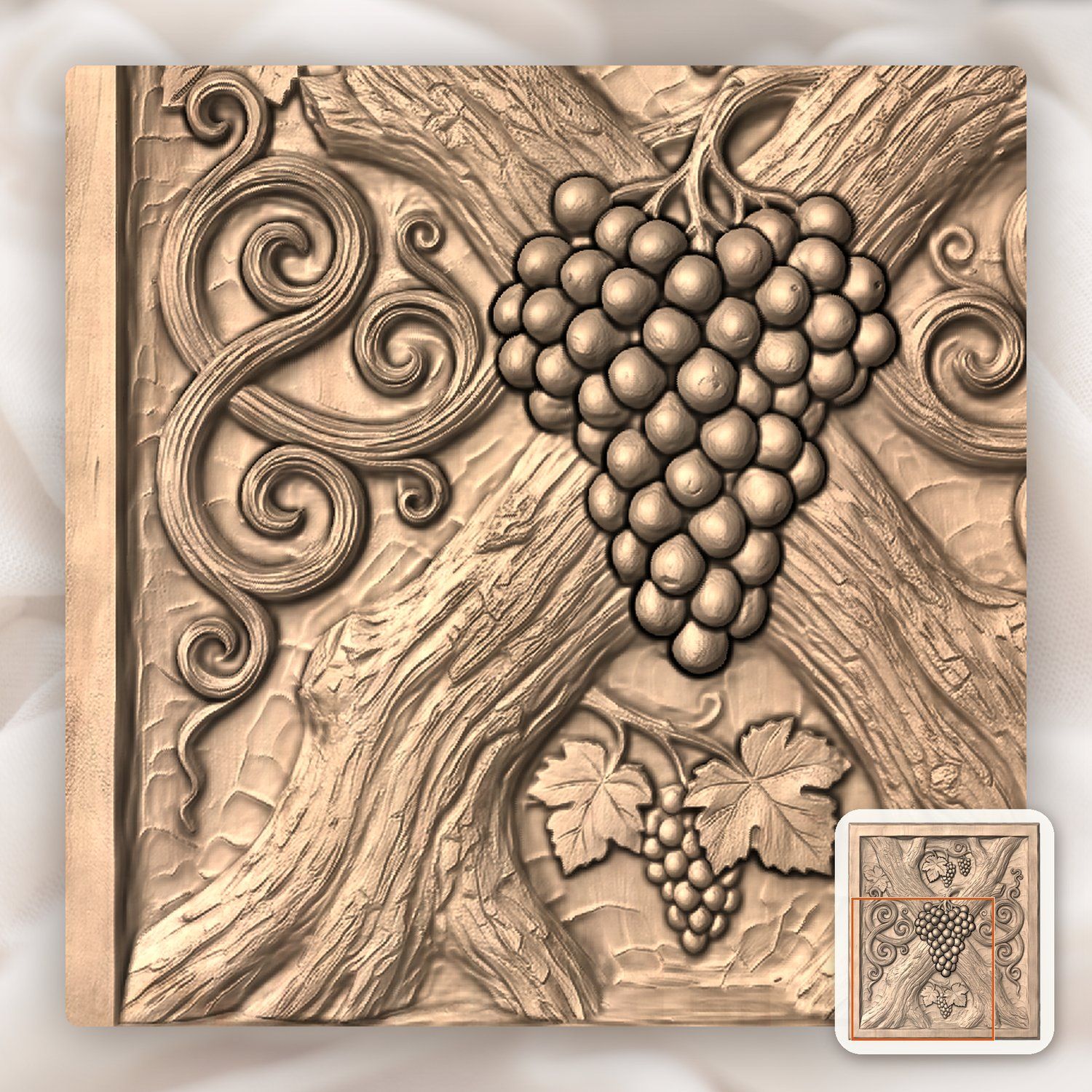 Vineyard Grapes X Vine CNC Relief STL bas-relief STL — view 7