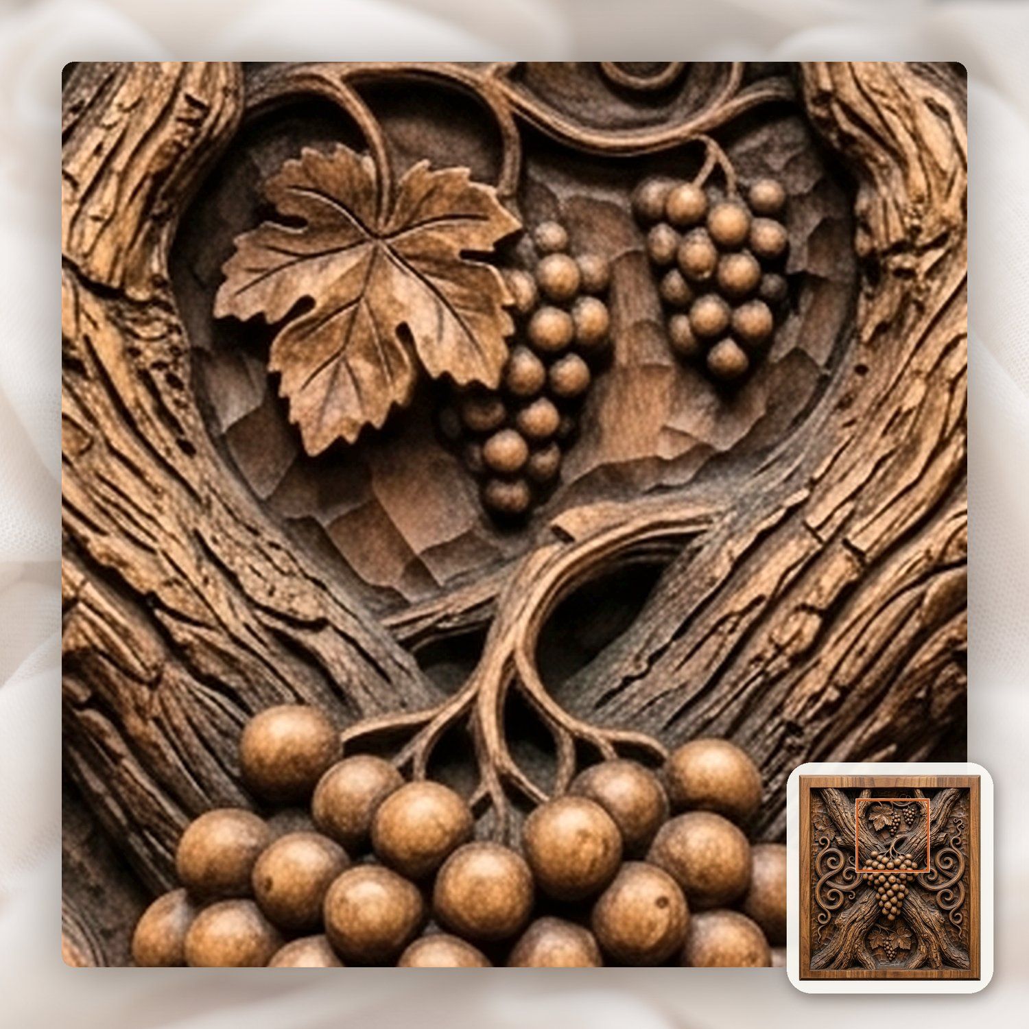 Vineyard Grapes X Vine CNC Relief STL bas-relief STL — view 9