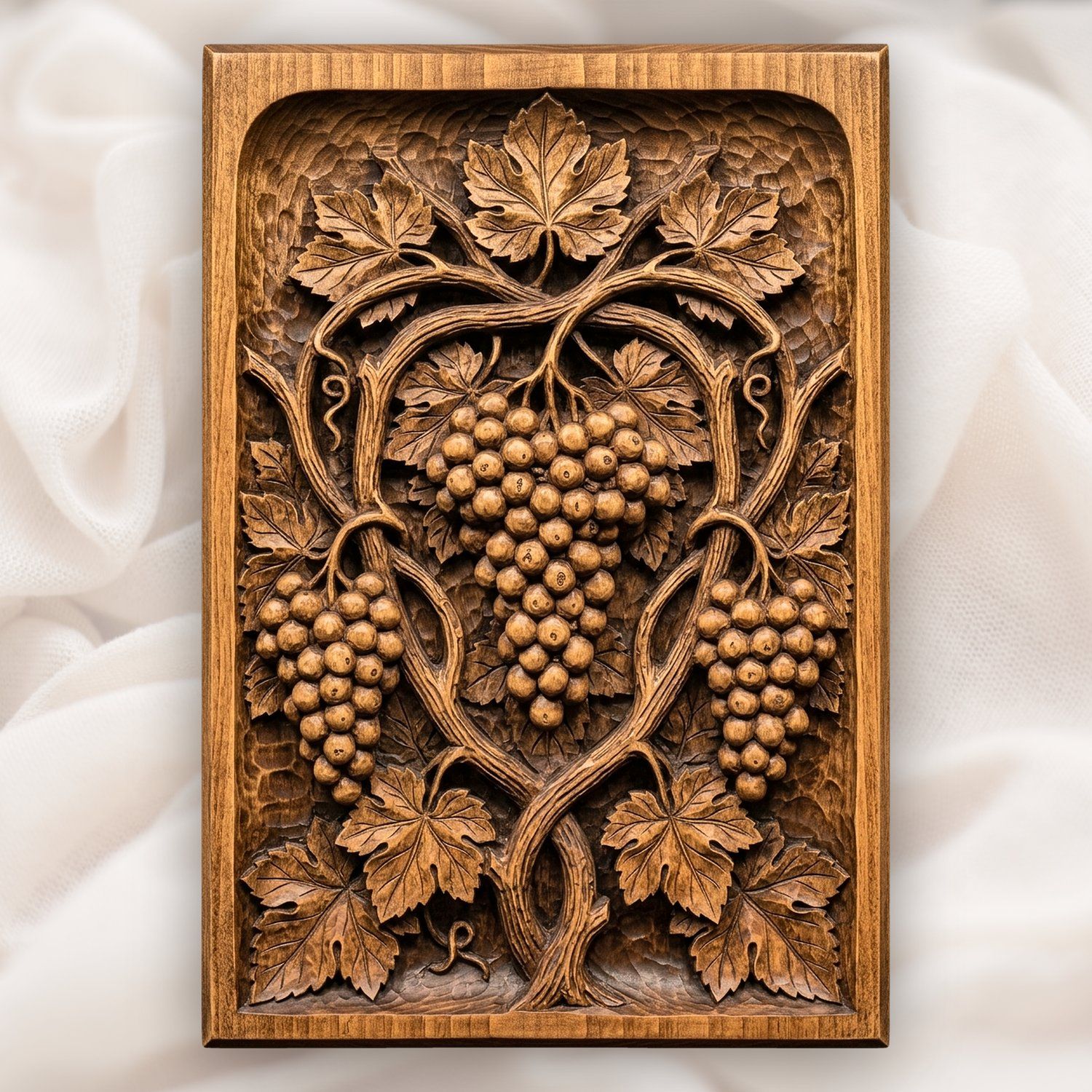 Vineyard Harvest Grapes Wood Panel CNC Relief STL bas-relief STL design