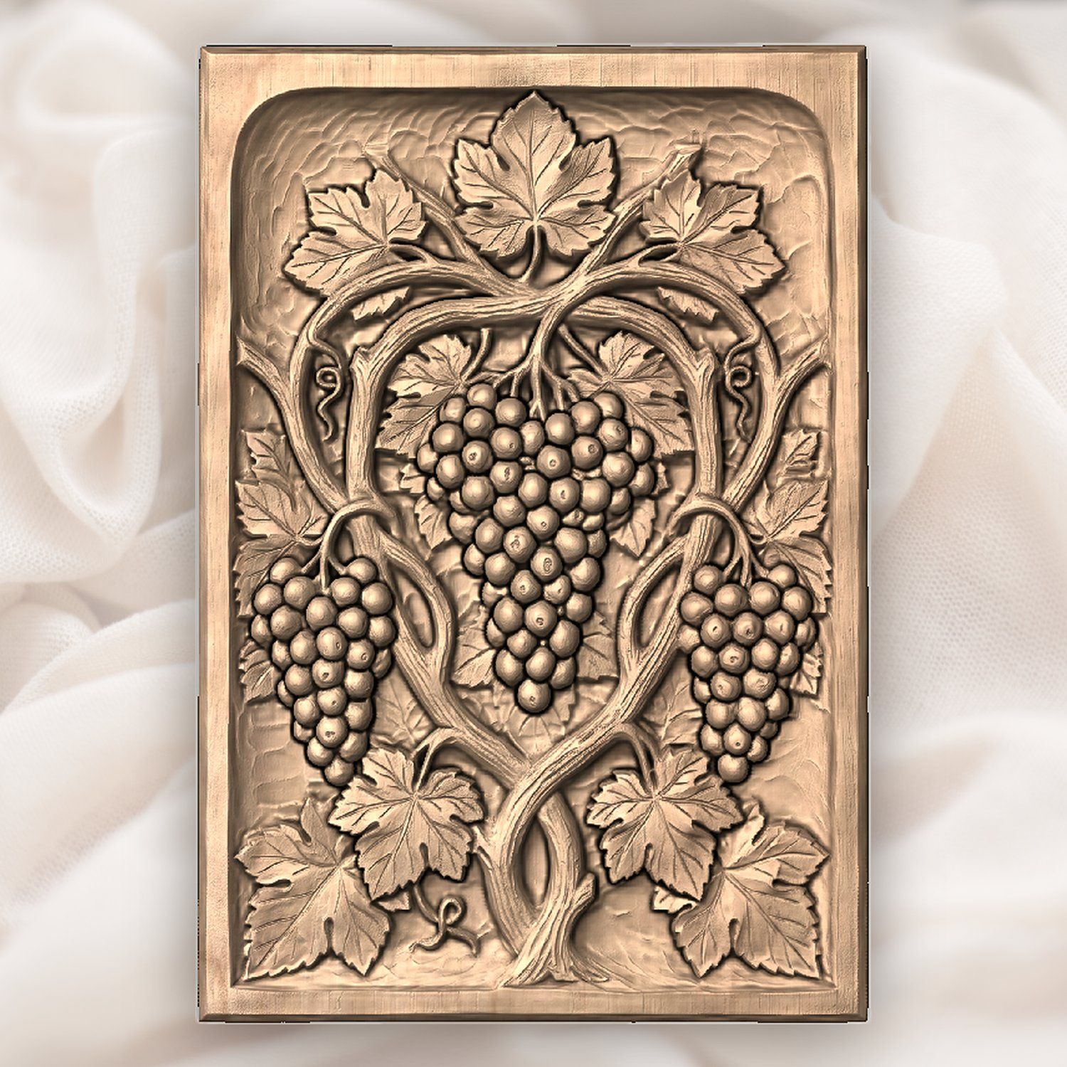Vineyard Harvest Grapes Wood Panel CNC Relief STL bas-relief STL — view 3