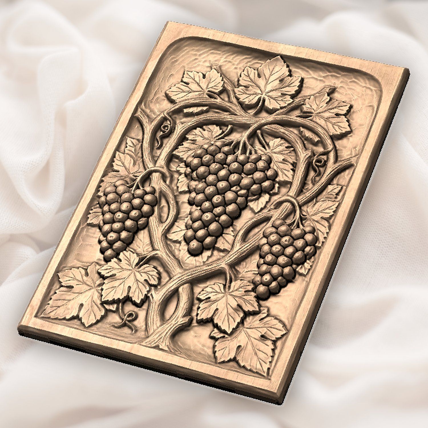Vineyard Harvest Grapes Wood Panel CNC Relief STL bas-relief STL — view 4