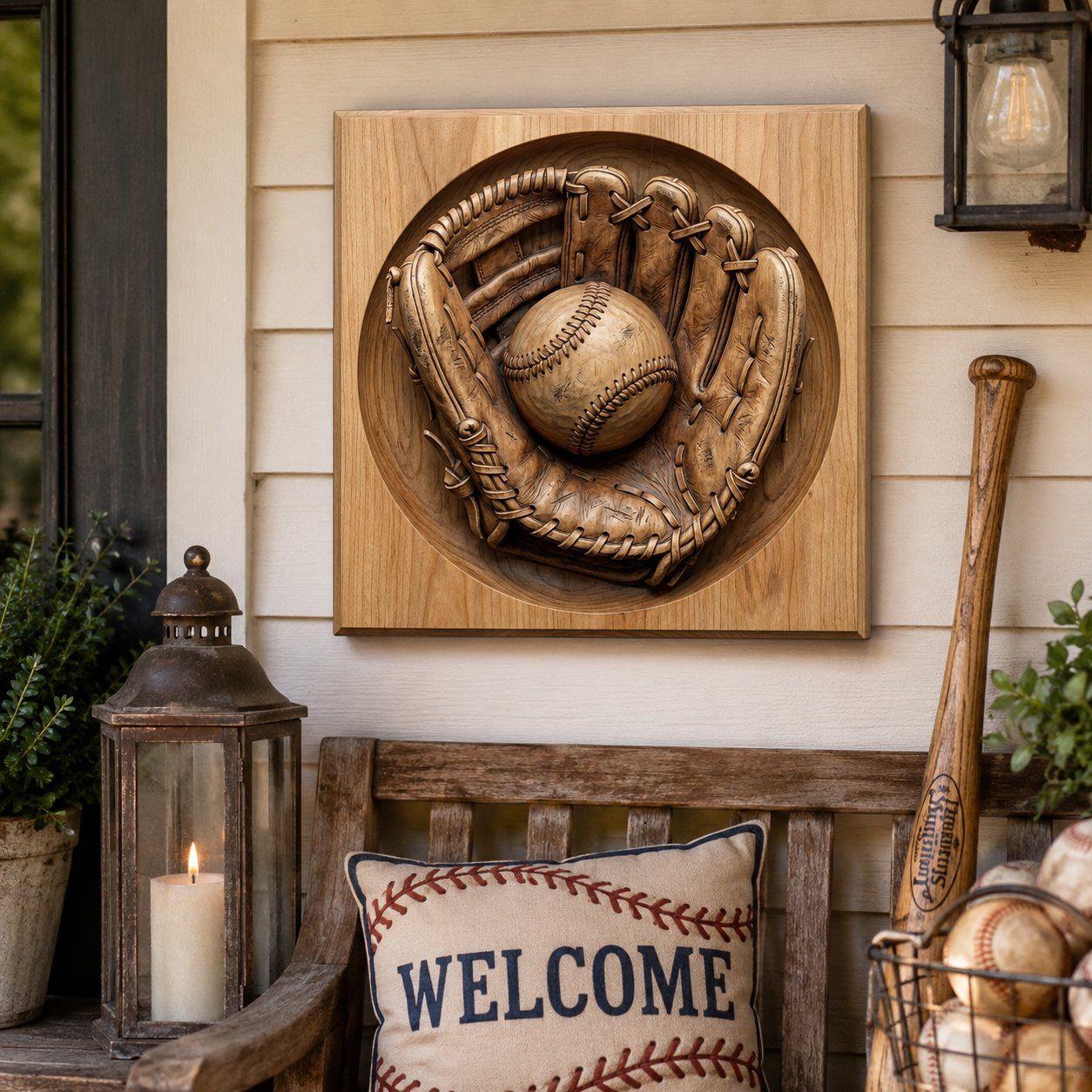 Vintage Baseball Glove and Ball Sports Woodworking CNC Relief STL bas-relief STL — view 8