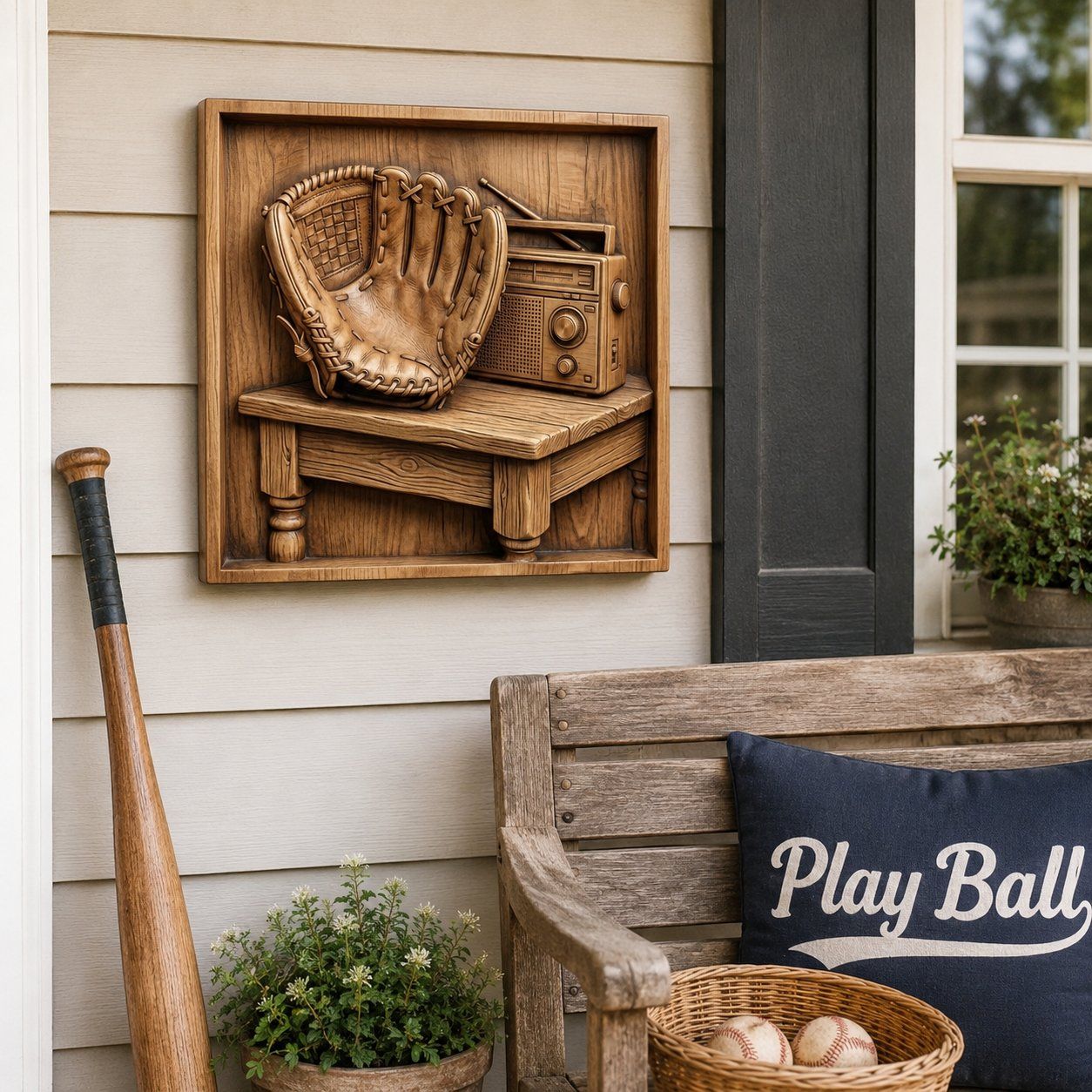 Vintage Baseball Glove and Radio Nostalgia CNC Relief STL bas-relief STL — view 8