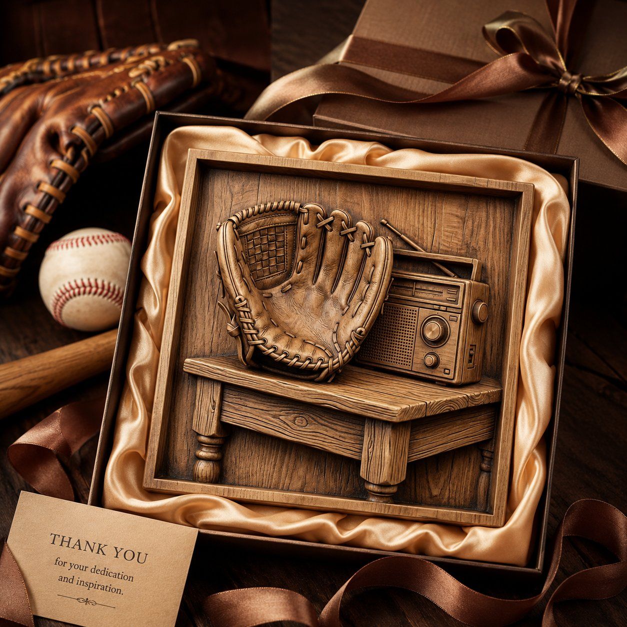 Vintage Baseball Glove and Radio Nostalgia CNC Relief STL bas-relief STL — view 9