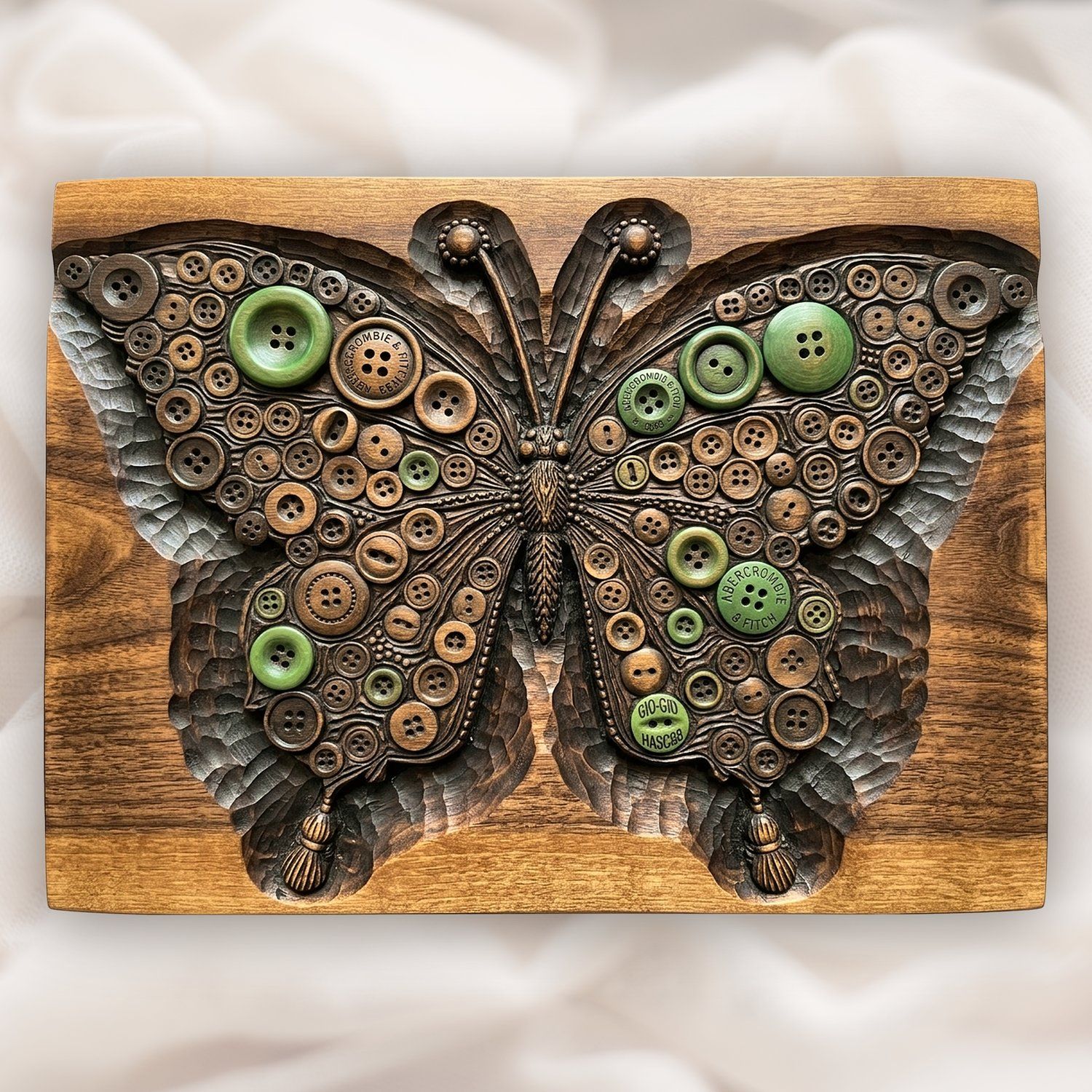 Vintage Button Butterfly Art CNC Relief STL bas-relief STL design
