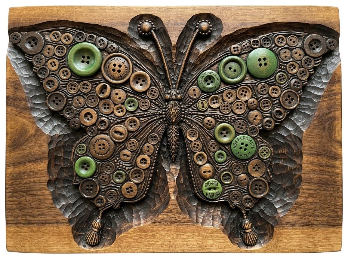 Vintage Button Butterfly Art CNC Relief STL bas-relief STL — view 13